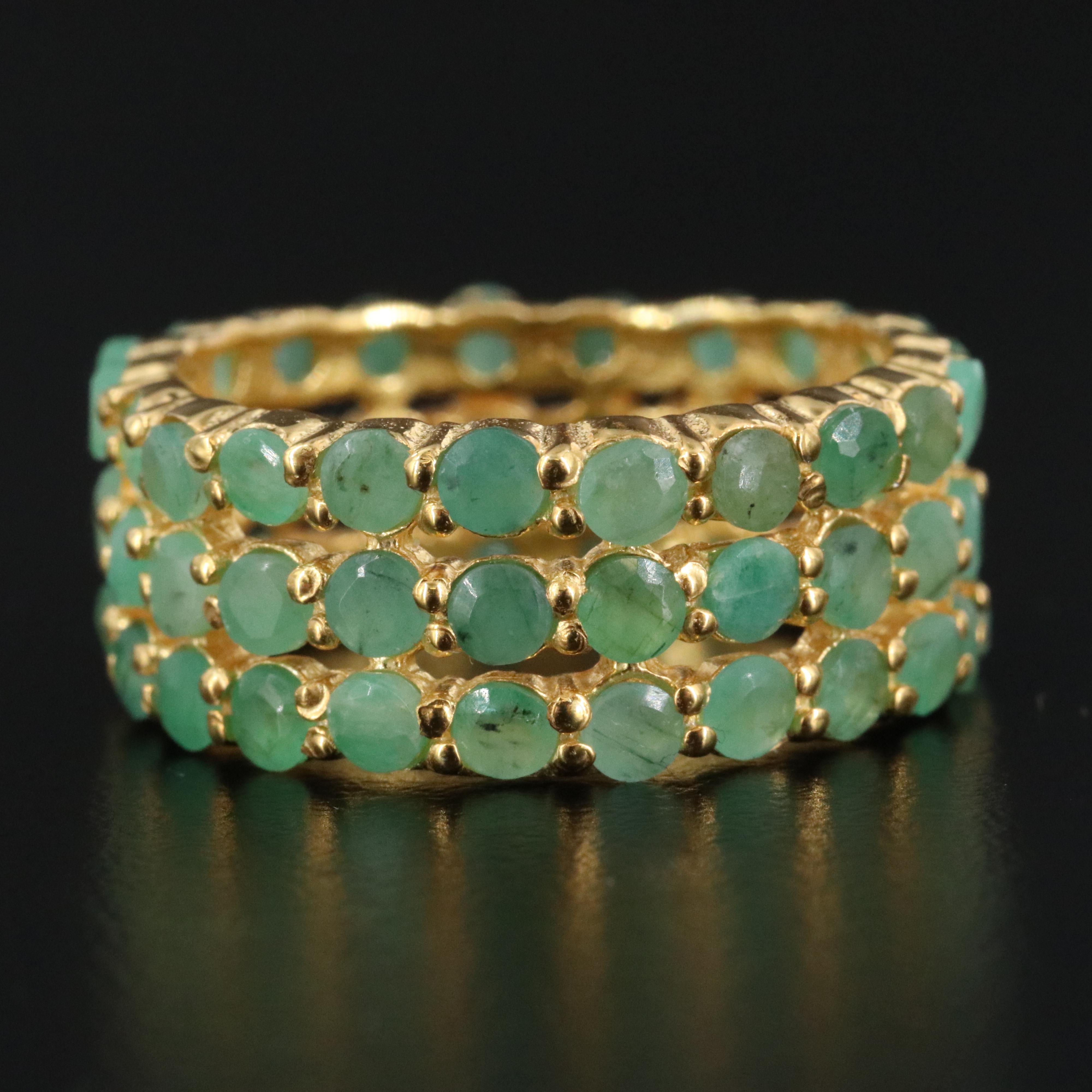 Sterling Emerald Eternity Band