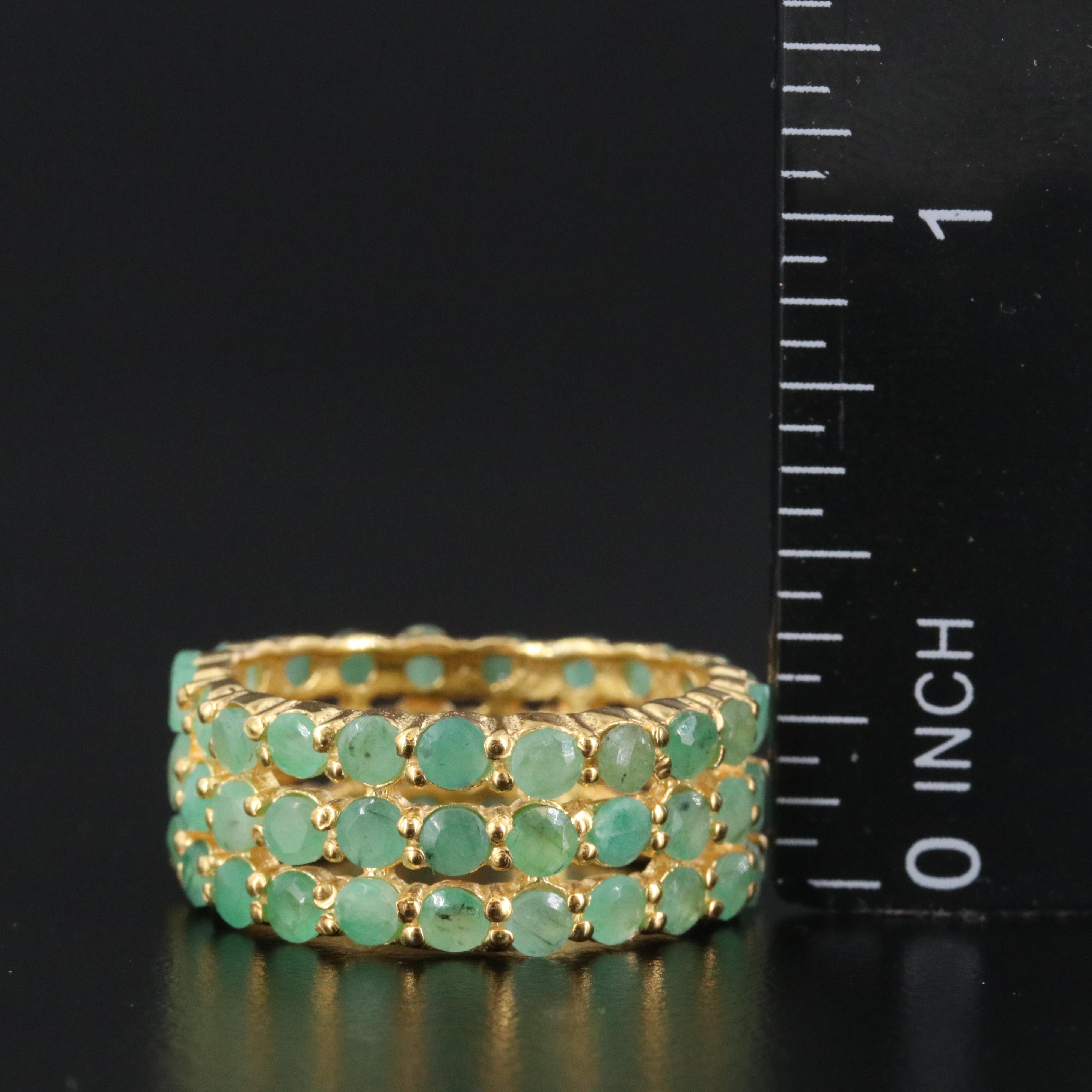 Sterling Emerald Eternity Band