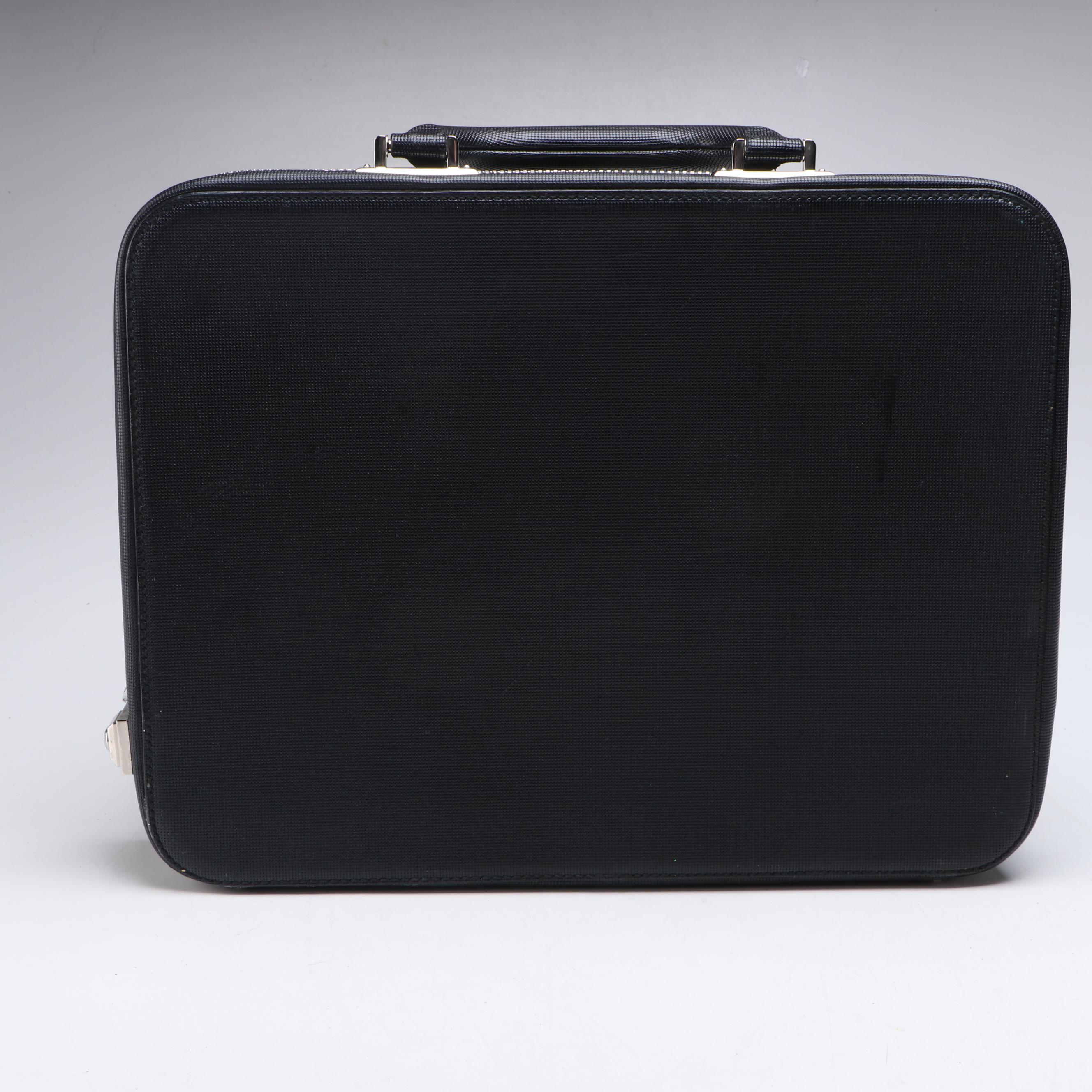 Gucci Hard Shell Briefcase Bag in Black Textured Leather