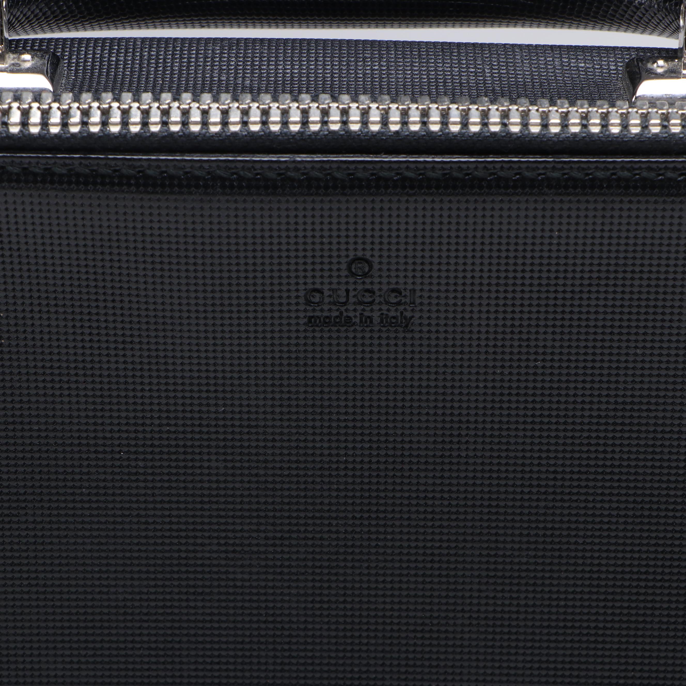 Gucci Hard Shell Briefcase Bag in Black Textured Leather