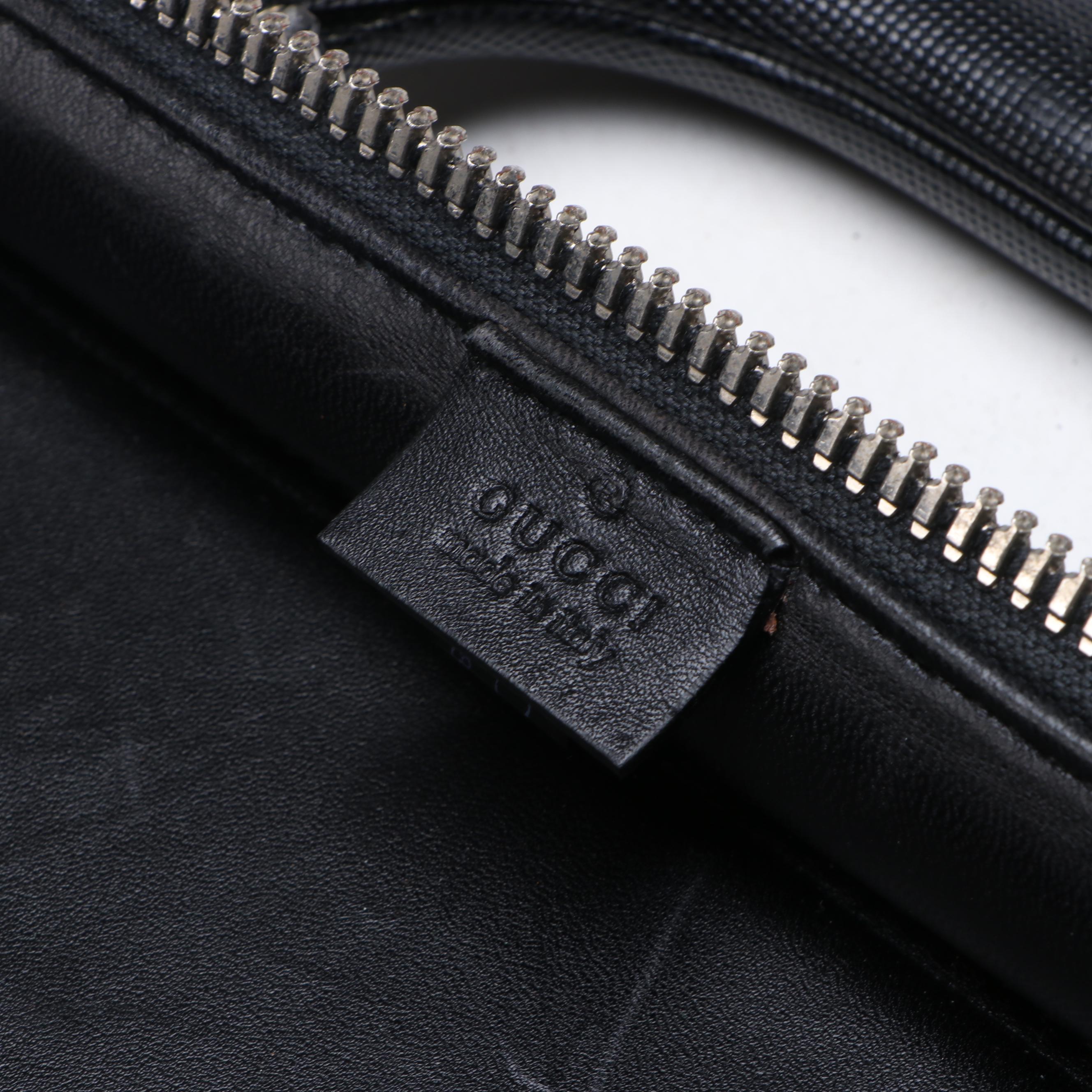 Gucci Hard Shell Briefcase Bag in Black Textured Leather