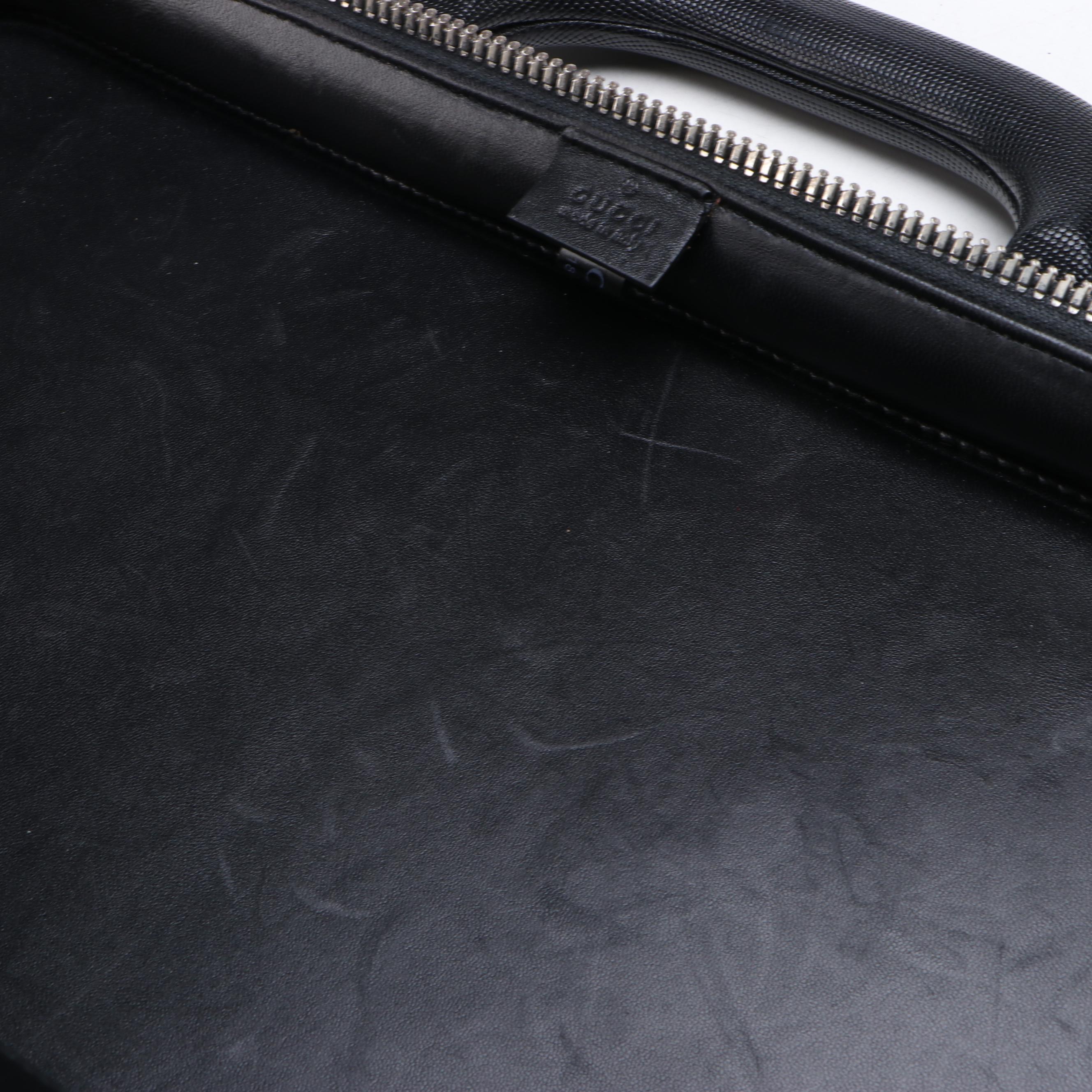 Gucci Hard Shell Briefcase Bag in Black Textured Leather