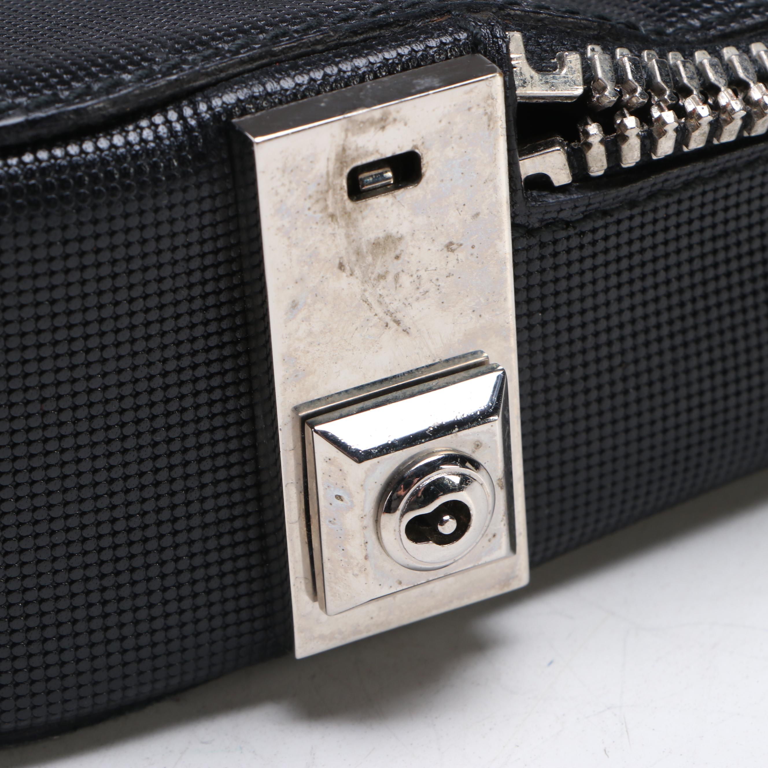 Gucci Hard Shell Briefcase Bag in Black Textured Leather