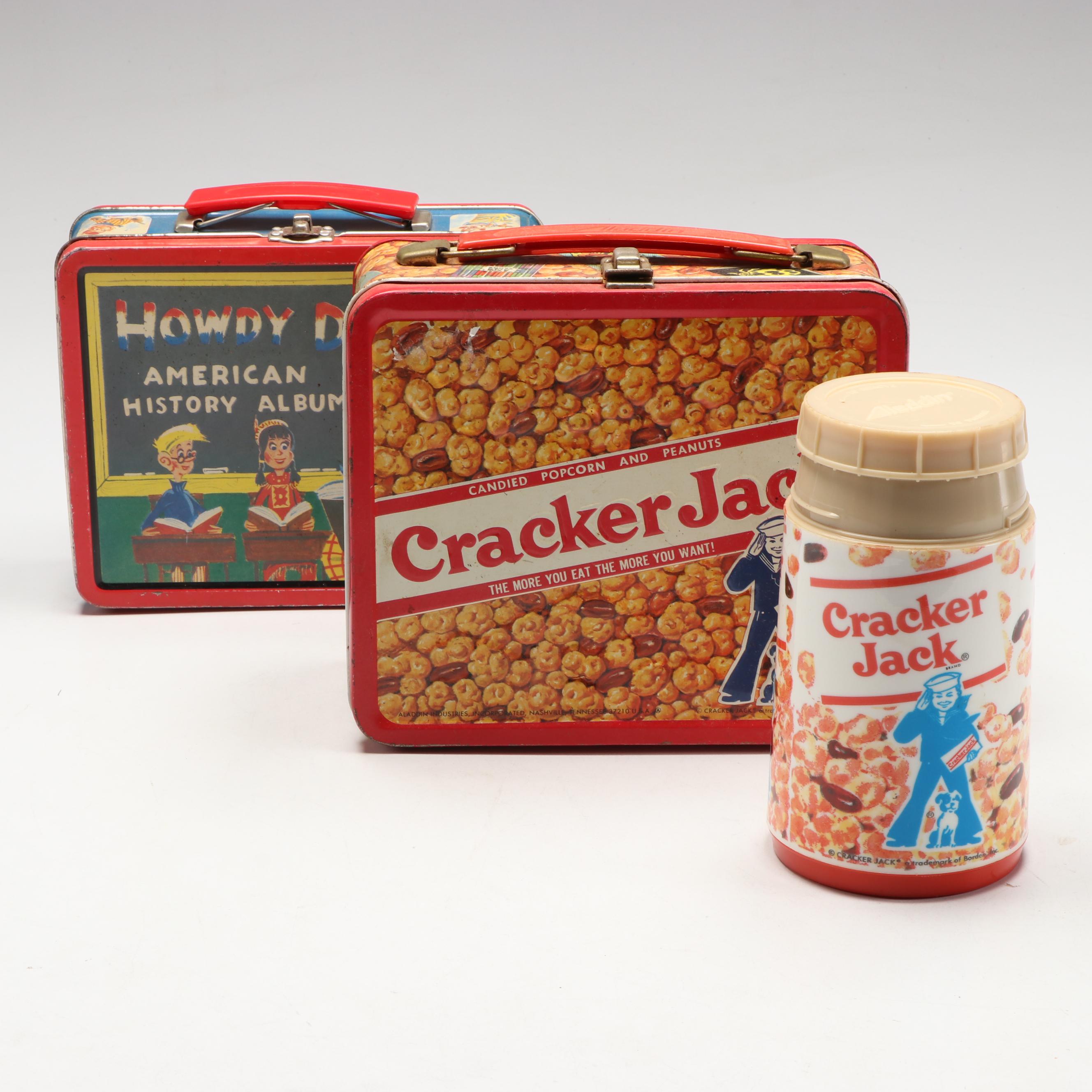 Cracker Jack and Howdy Doody Tin Litho Lunchboxes, Late 20th Century