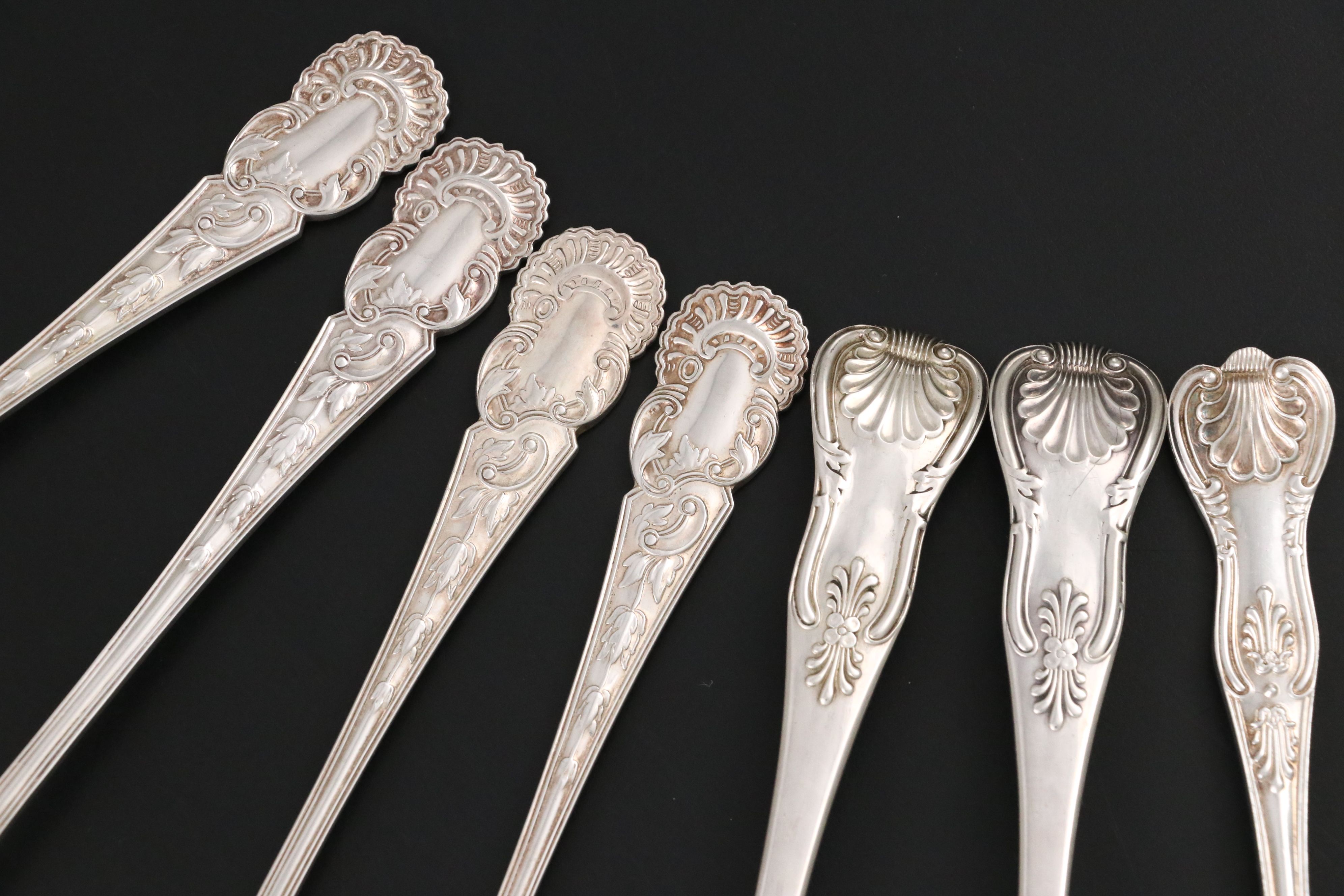 Scottish Sterling Silver Spoons with English Silver Plate Serving Utensils