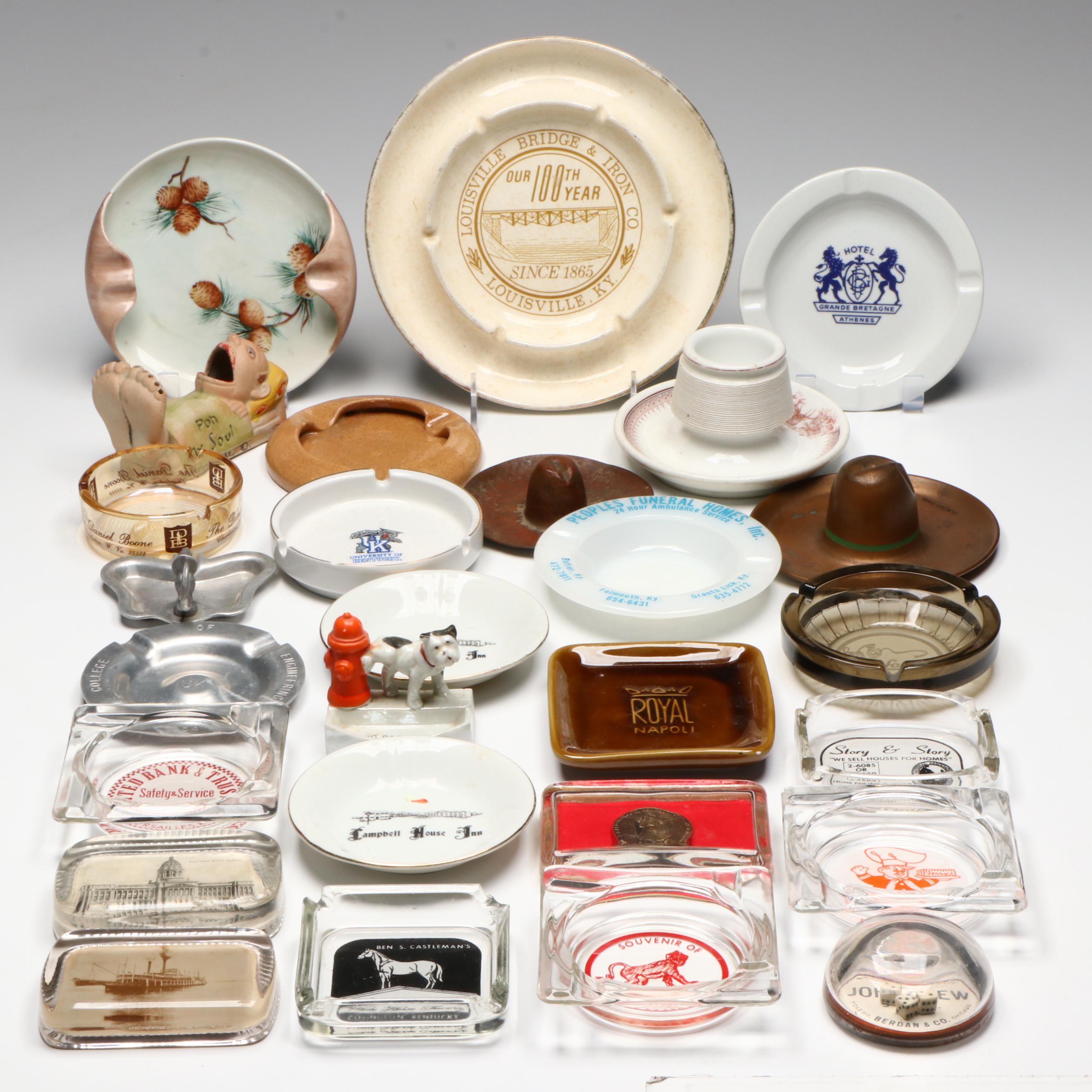 Bybee Pottery, Bauscher Bros. and Other Ashtrays, Match Holders and Paperweights