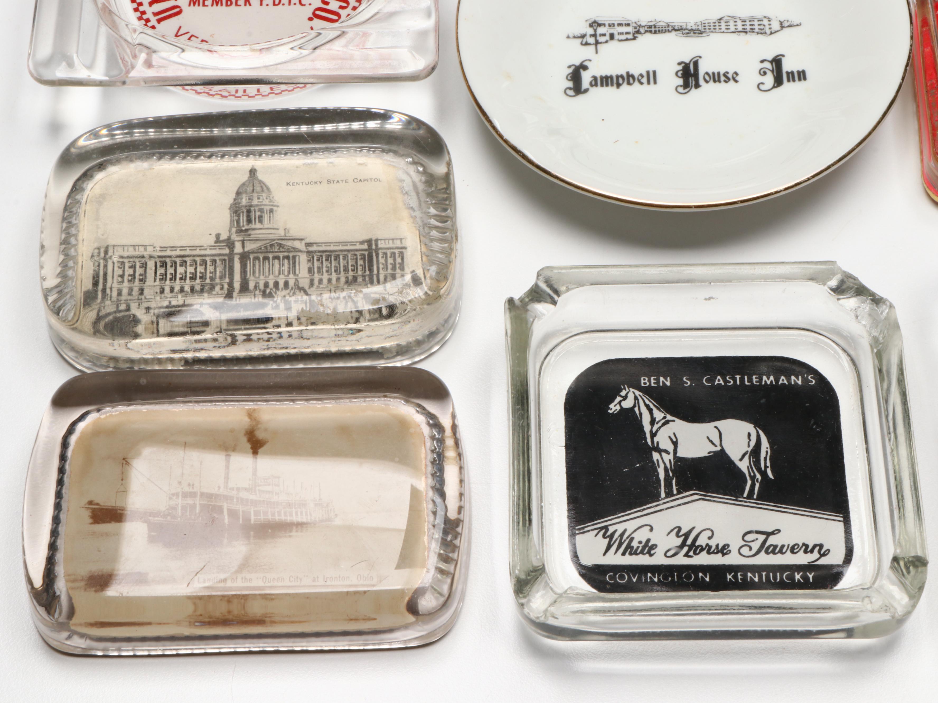 Bybee Pottery, Bauscher Bros. and Other Ashtrays, Match Holders and Paperweights