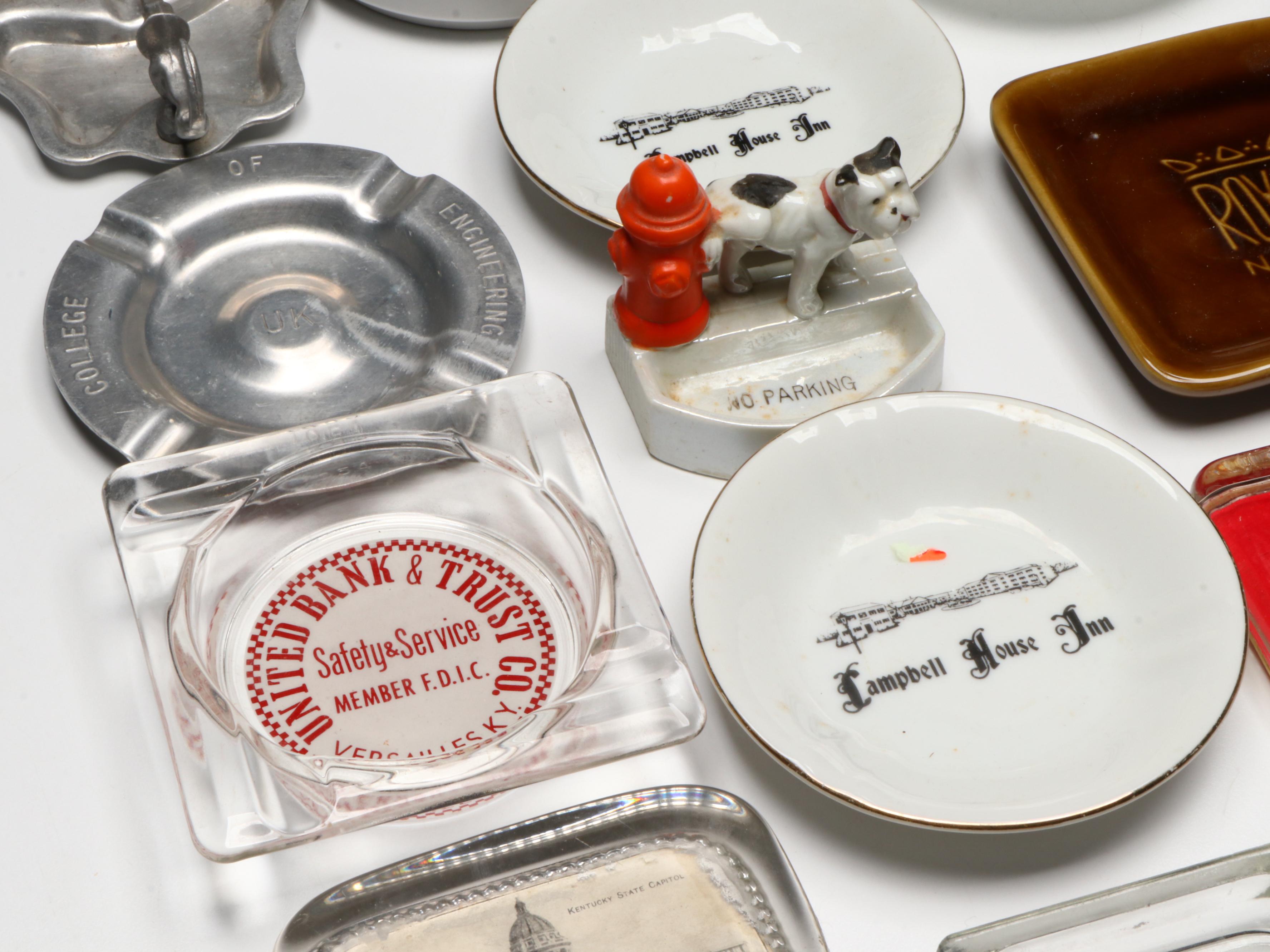 Bybee Pottery, Bauscher Bros. and Other Ashtrays, Match Holders and Paperweights