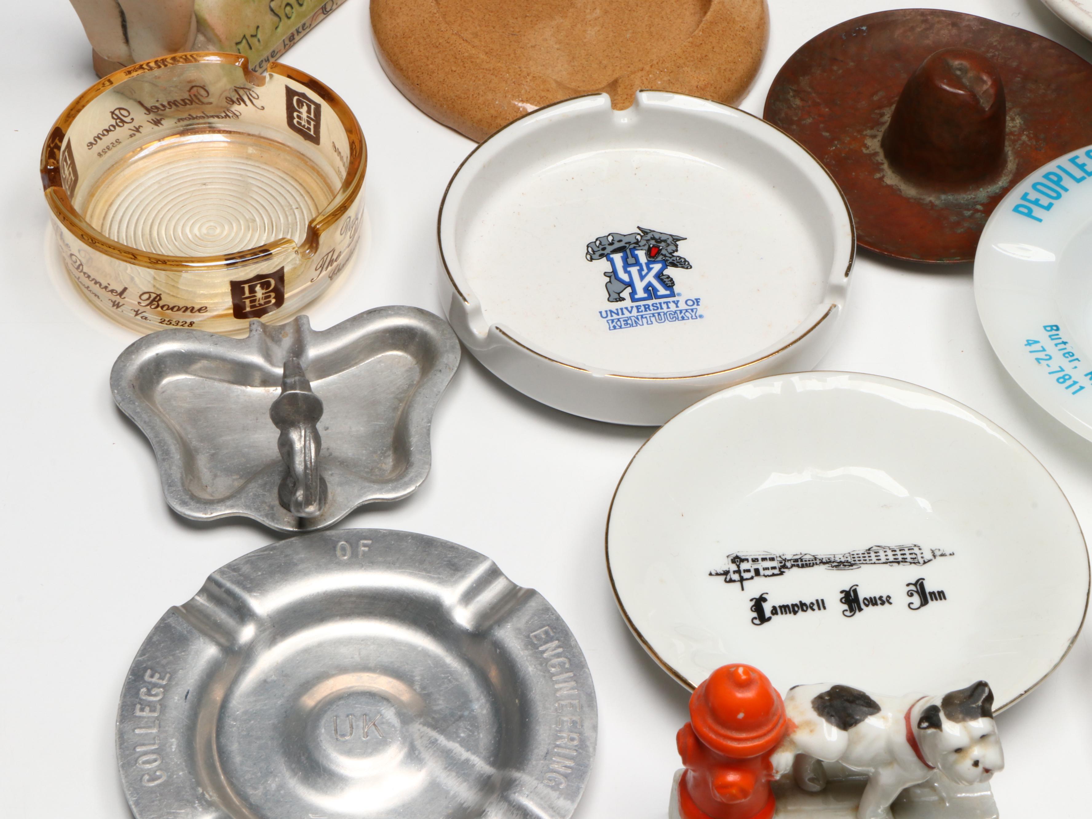 Bybee Pottery, Bauscher Bros. and Other Ashtrays, Match Holders and Paperweights