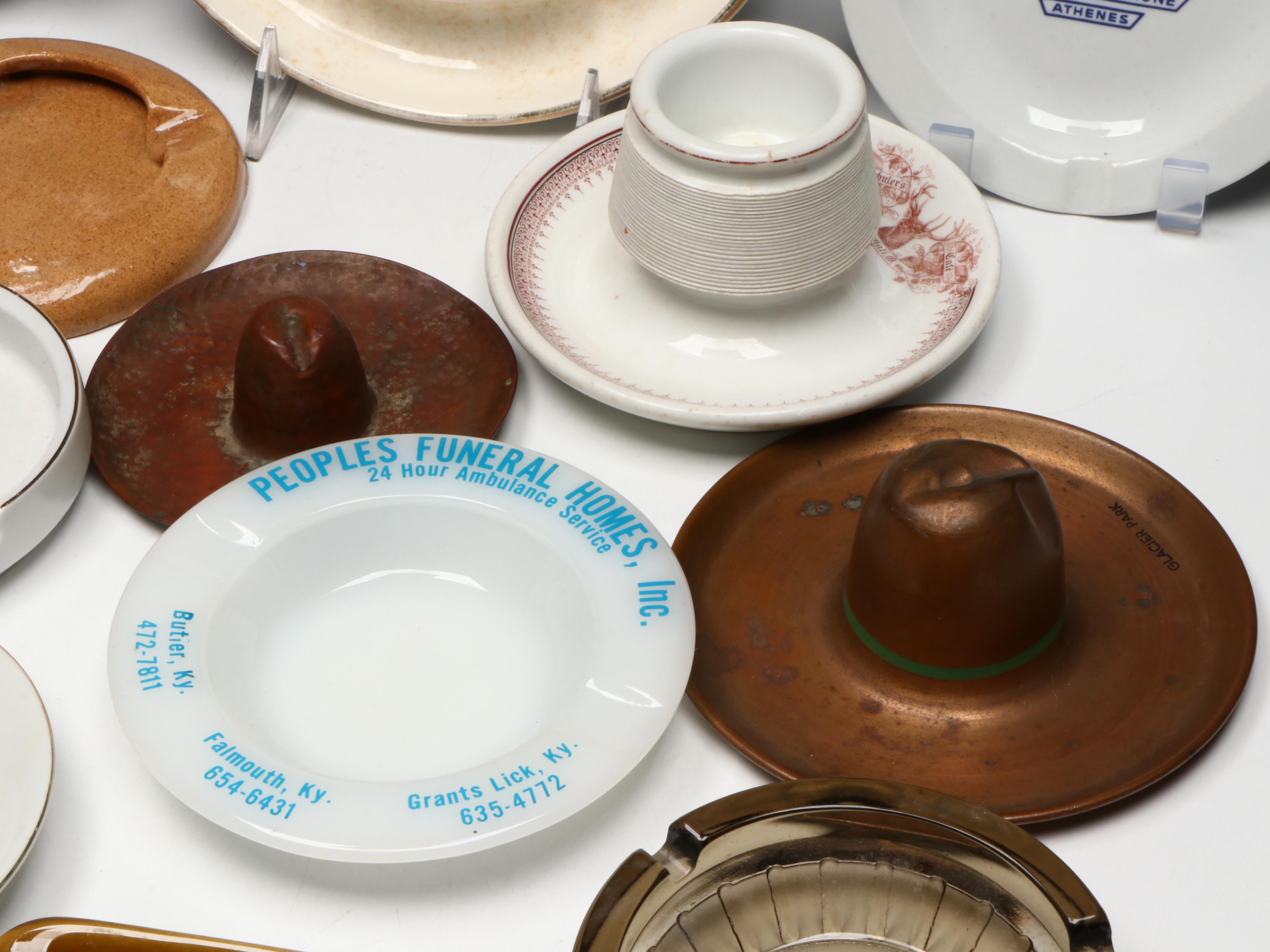 Bybee Pottery, Bauscher Bros. and Other Ashtrays, Match Holders and Paperweights