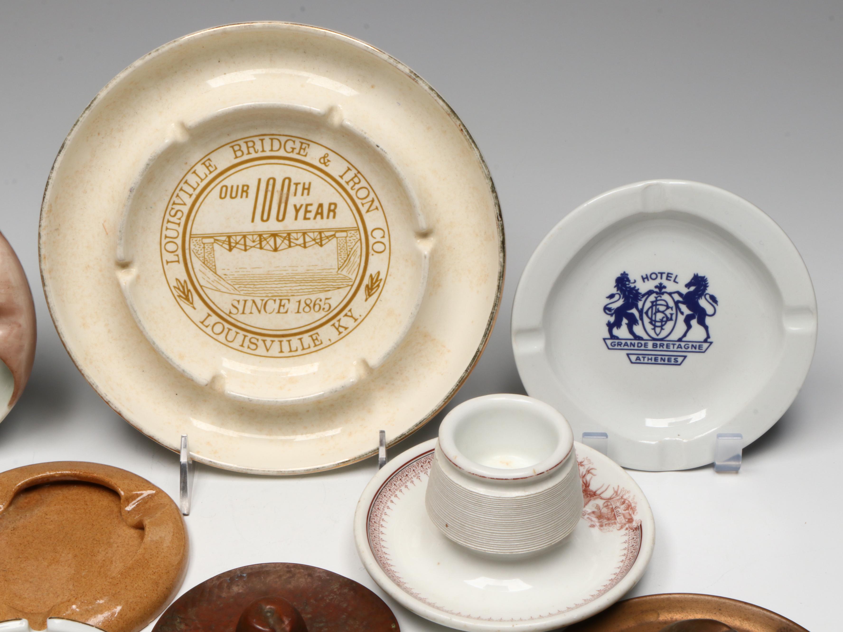 Bybee Pottery, Bauscher Bros. and Other Ashtrays, Match Holders and Paperweights