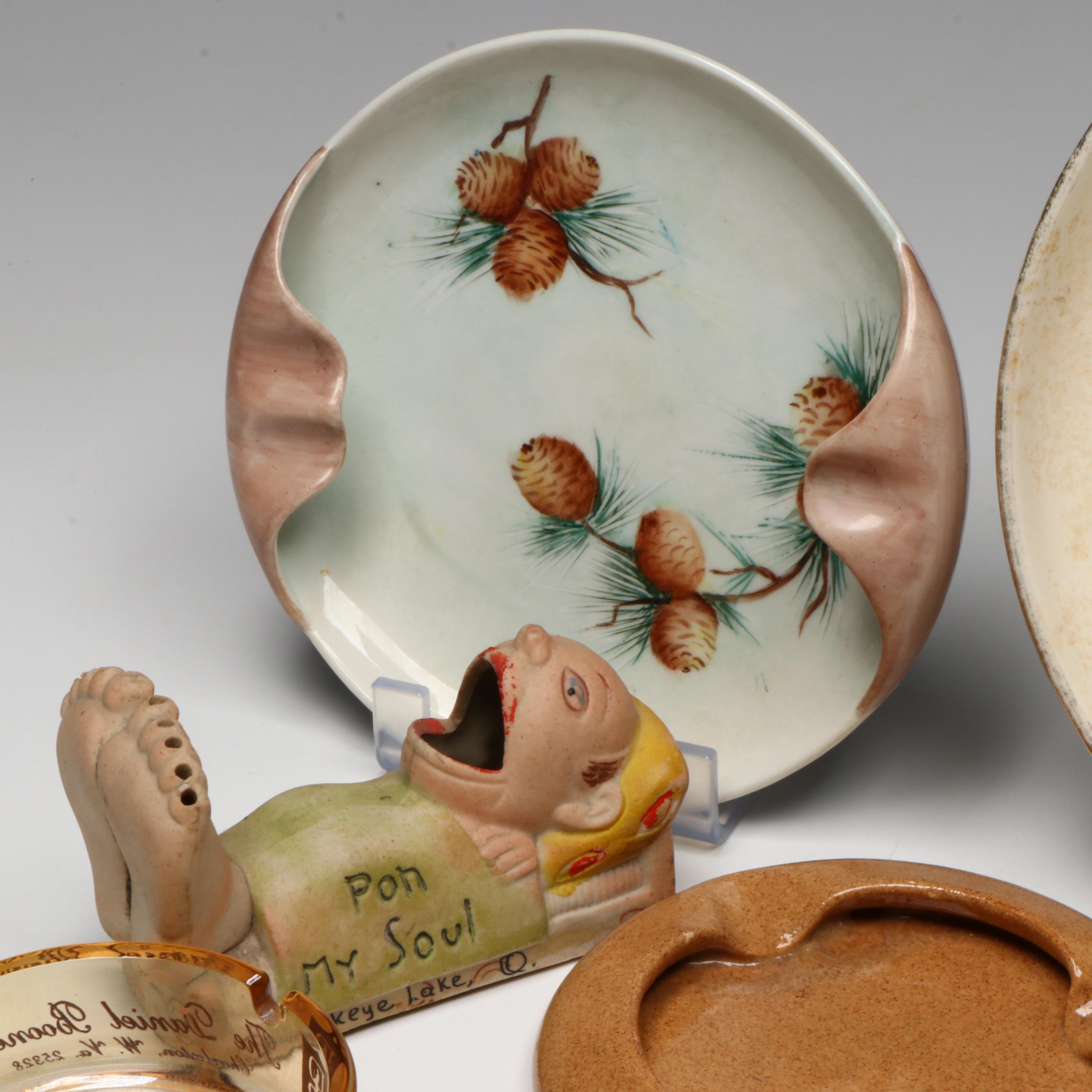 Bybee Pottery, Bauscher Bros. and Other Ashtrays, Match Holders and Paperweights