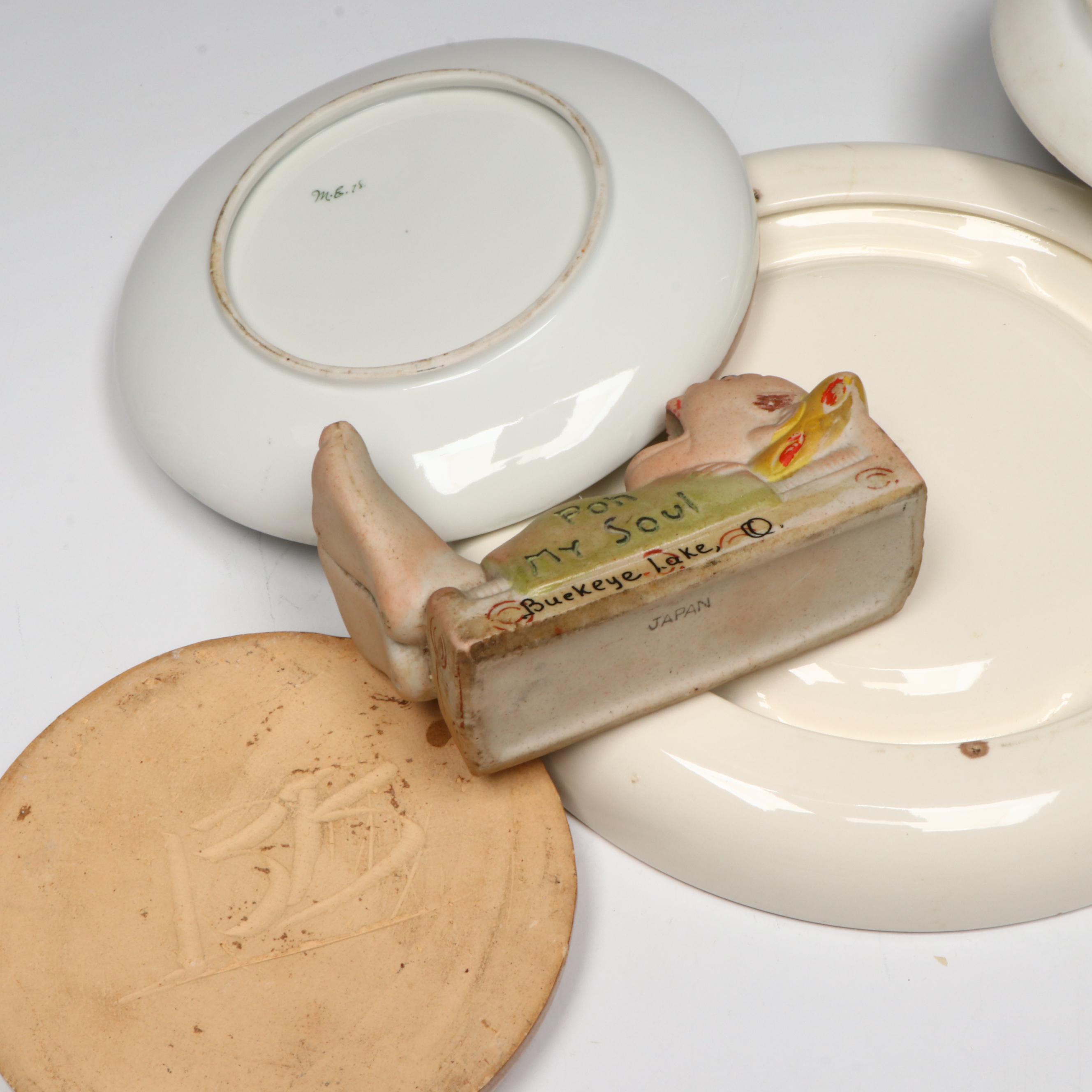 Bybee Pottery, Bauscher Bros. and Other Ashtrays, Match Holders and Paperweights