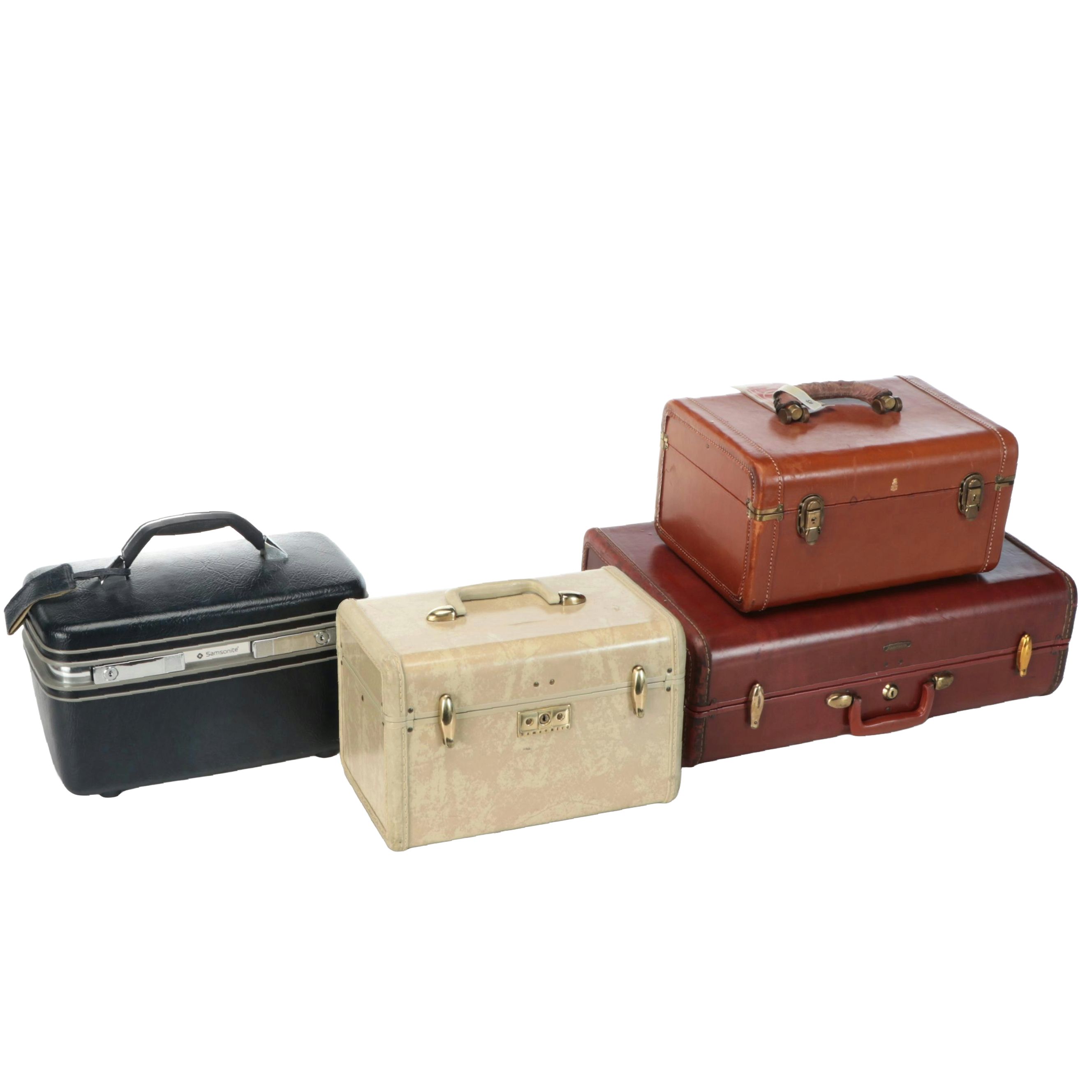 Samsonite and Mark Cross Hard Shell Train Cases and Suitcase