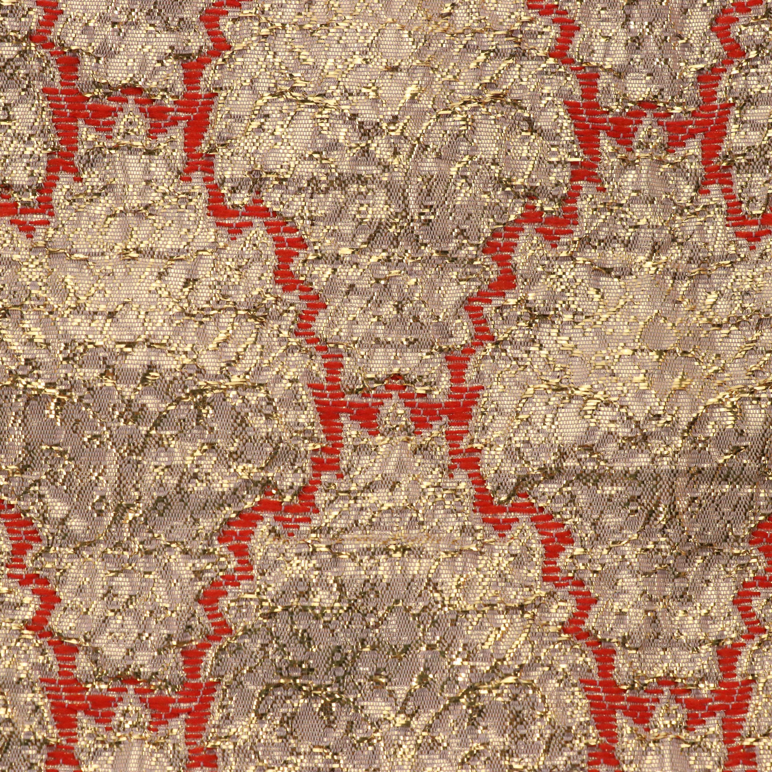 Prada Metallic Broccato Bow Fringe Handbag with Brown Leather Trim