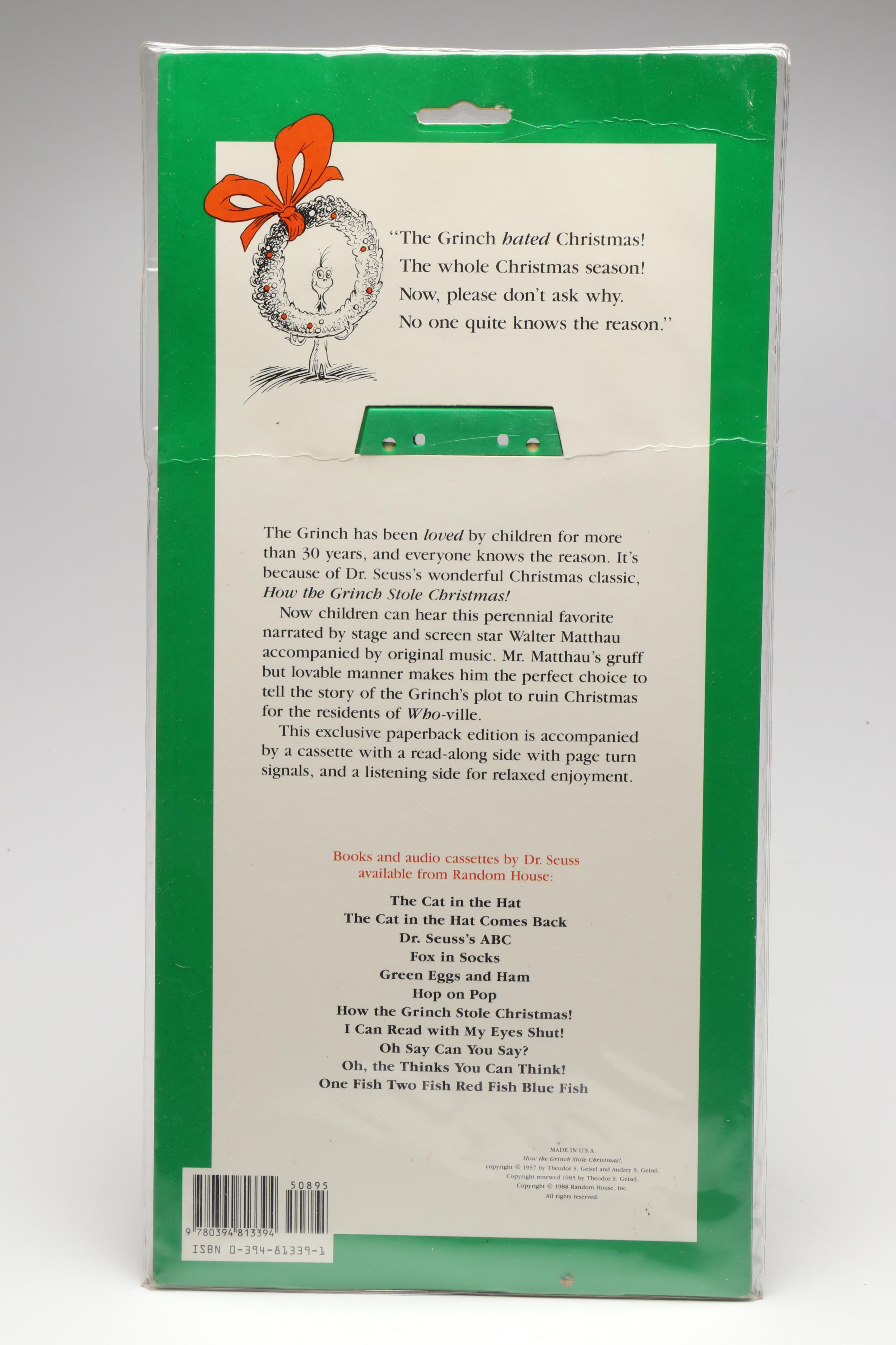 Dr. Seuss "How the Grinch Stole Christmas" with Narrated Cassette, 1988