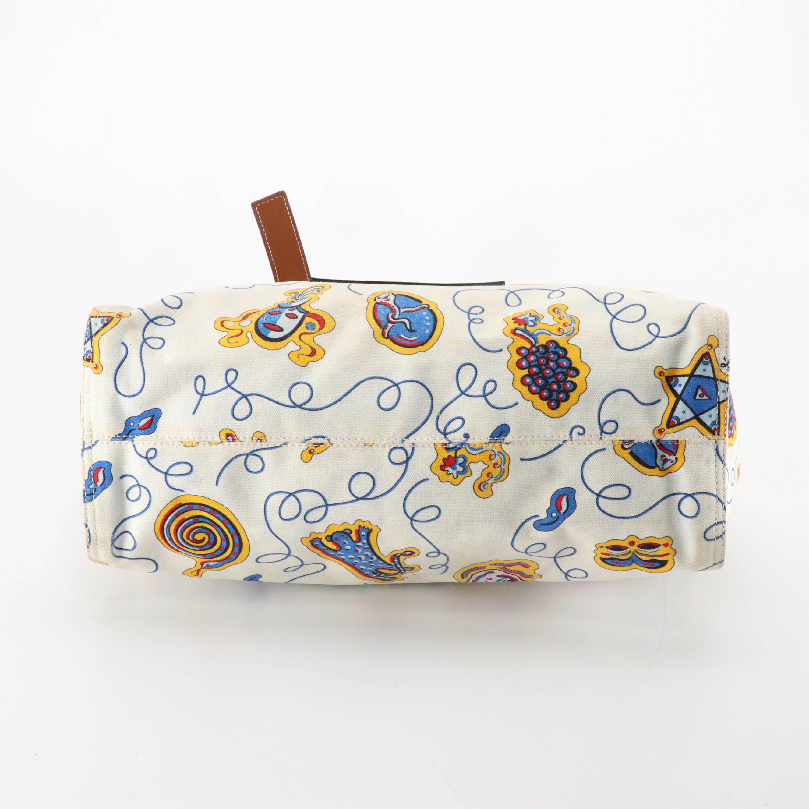 Loewe X Paula's Ibiza Printed Canvas Tote Bag with Brown Leather Trim