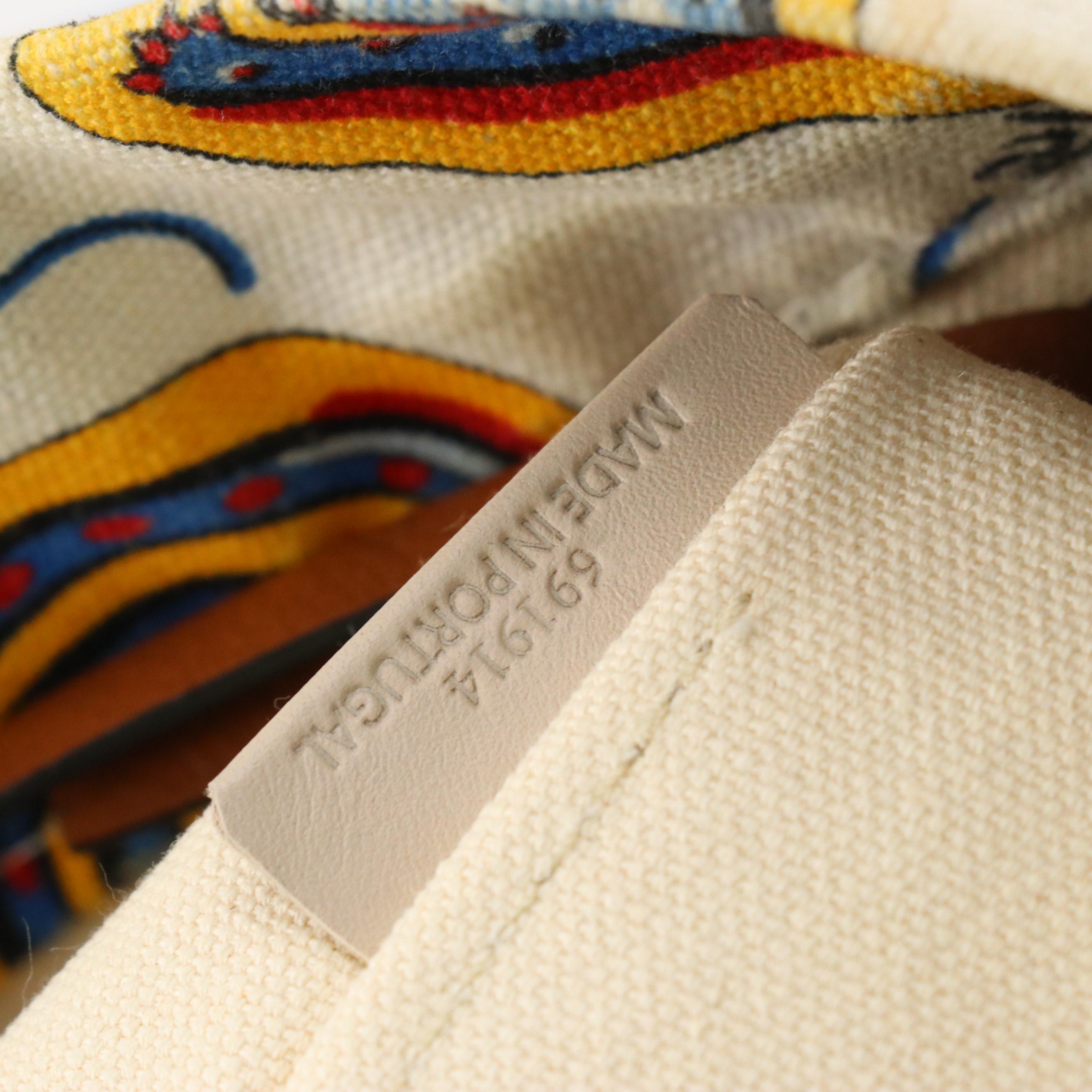 Loewe X Paula's Ibiza Printed Canvas Tote Bag with Brown Leather Trim