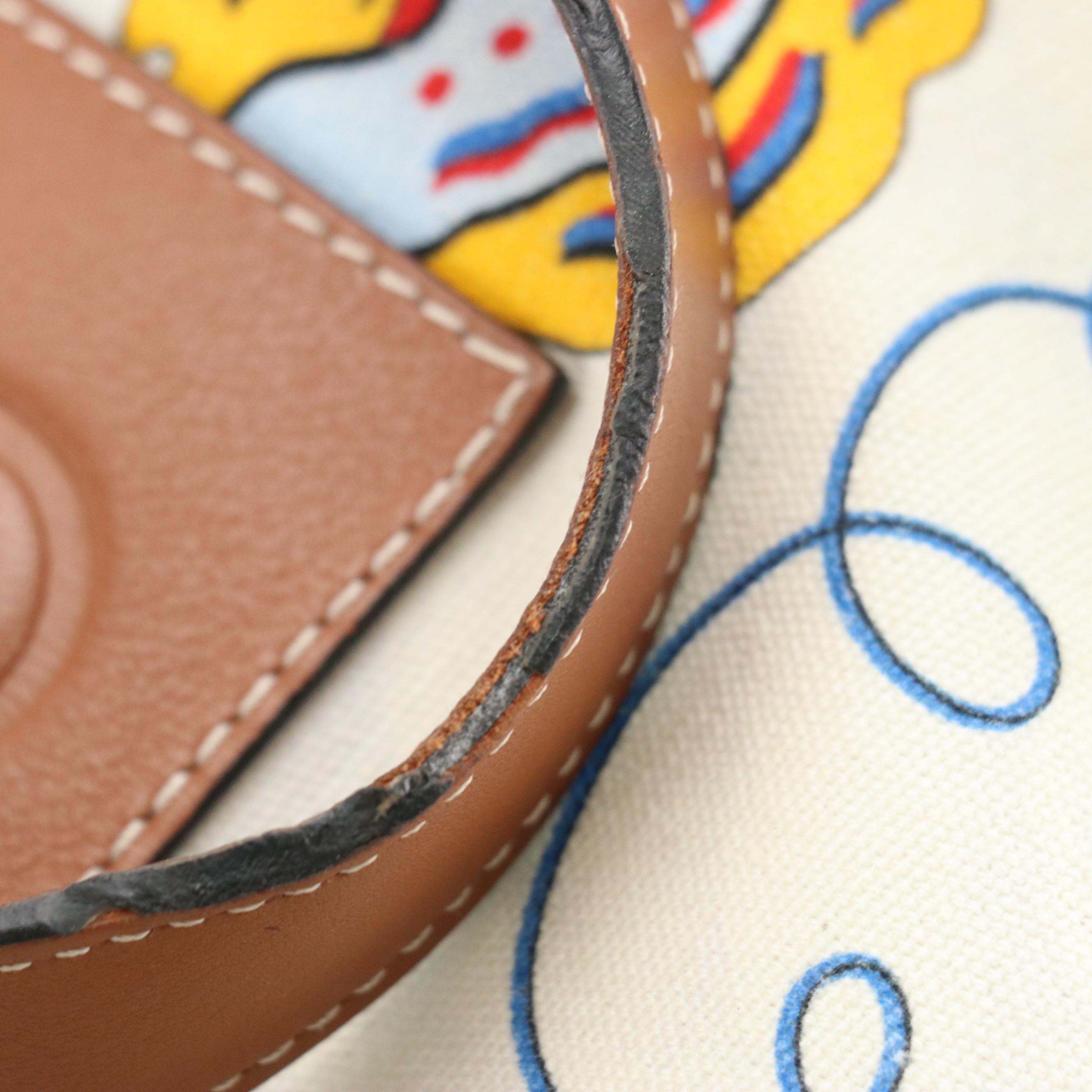 Loewe X Paula's Ibiza Printed Canvas Tote Bag with Brown Leather Trim