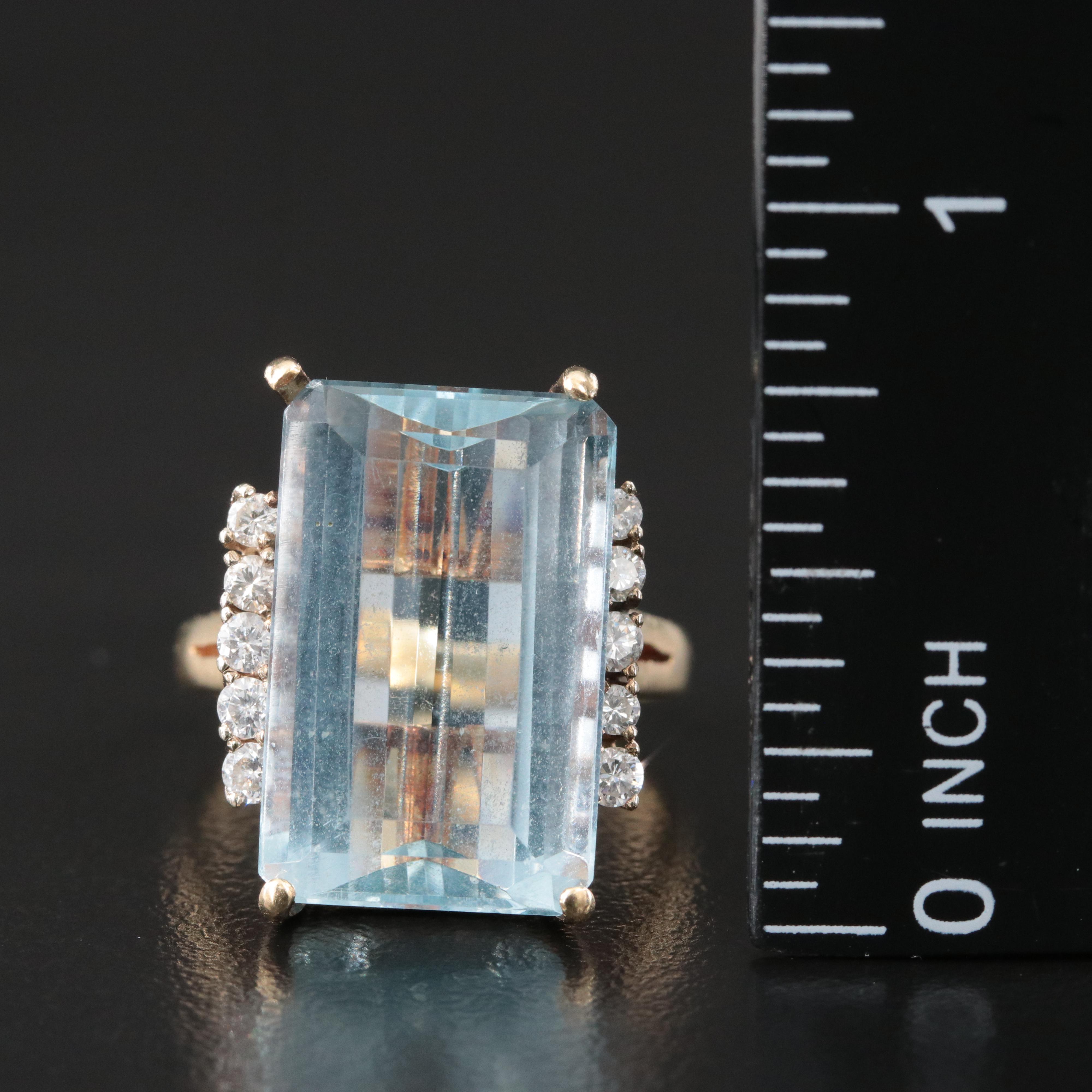 14K 18.30 CT Topaz and Diamond Ring