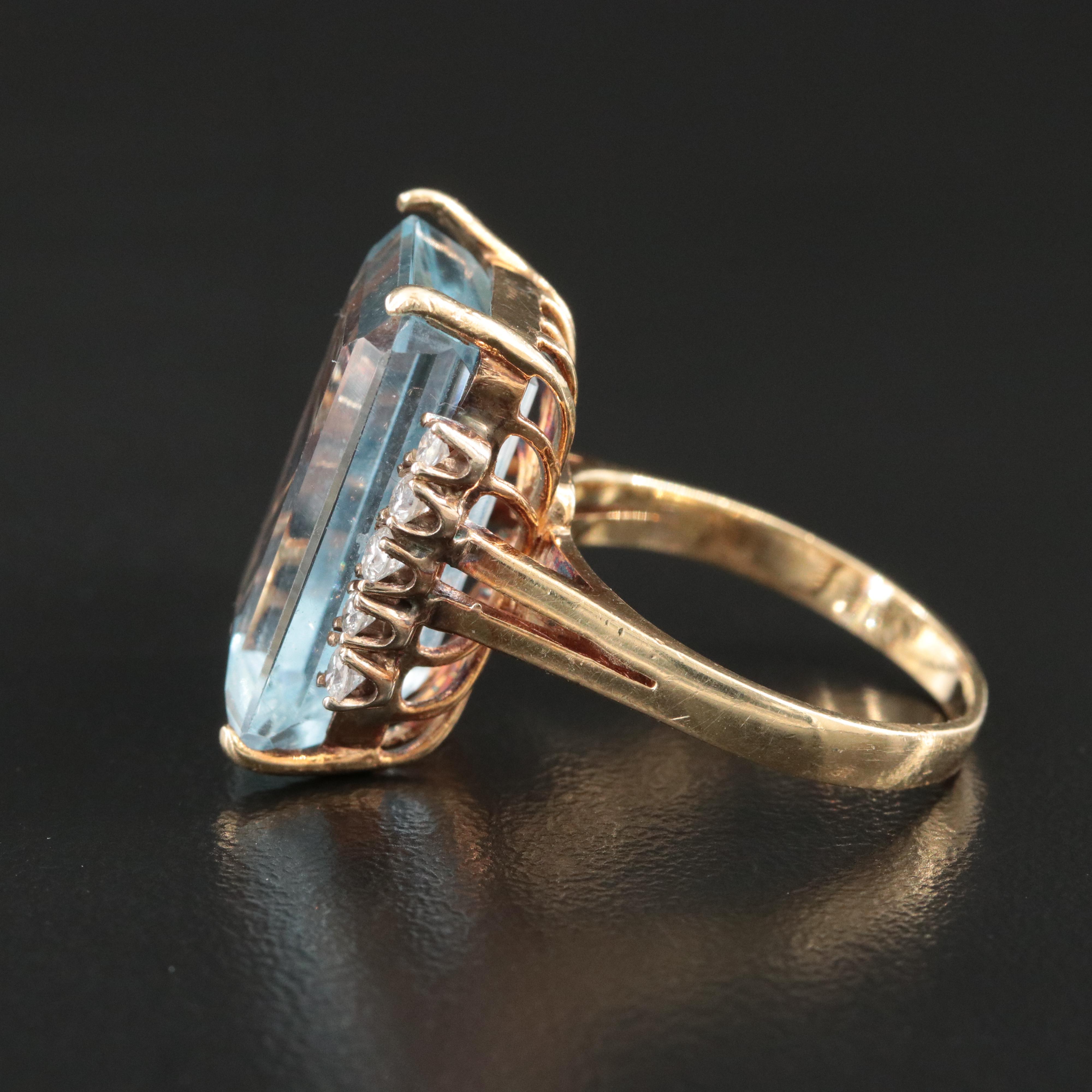14K 18.30 CT Topaz and Diamond Ring
