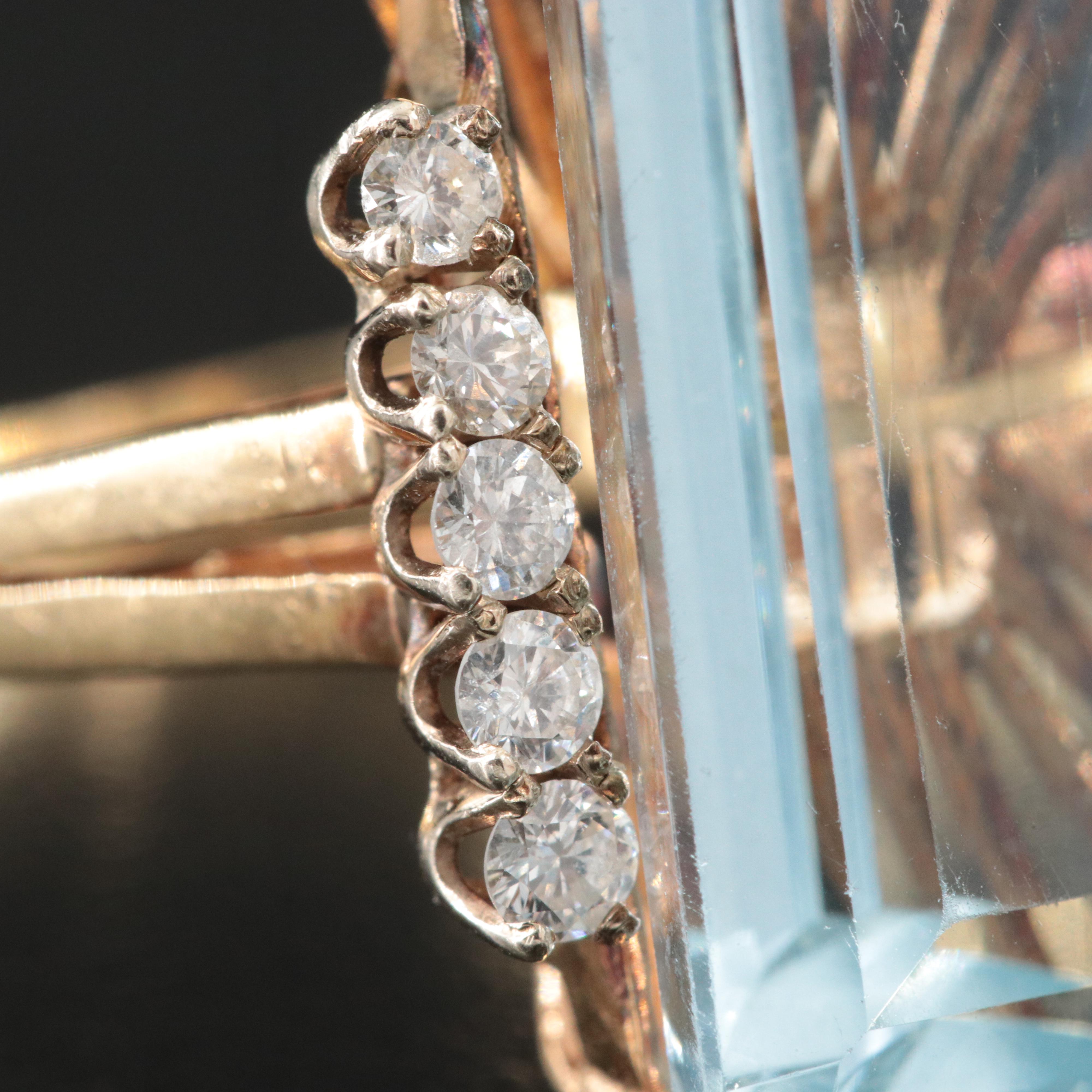 14K 18.30 CT Topaz and Diamond Ring