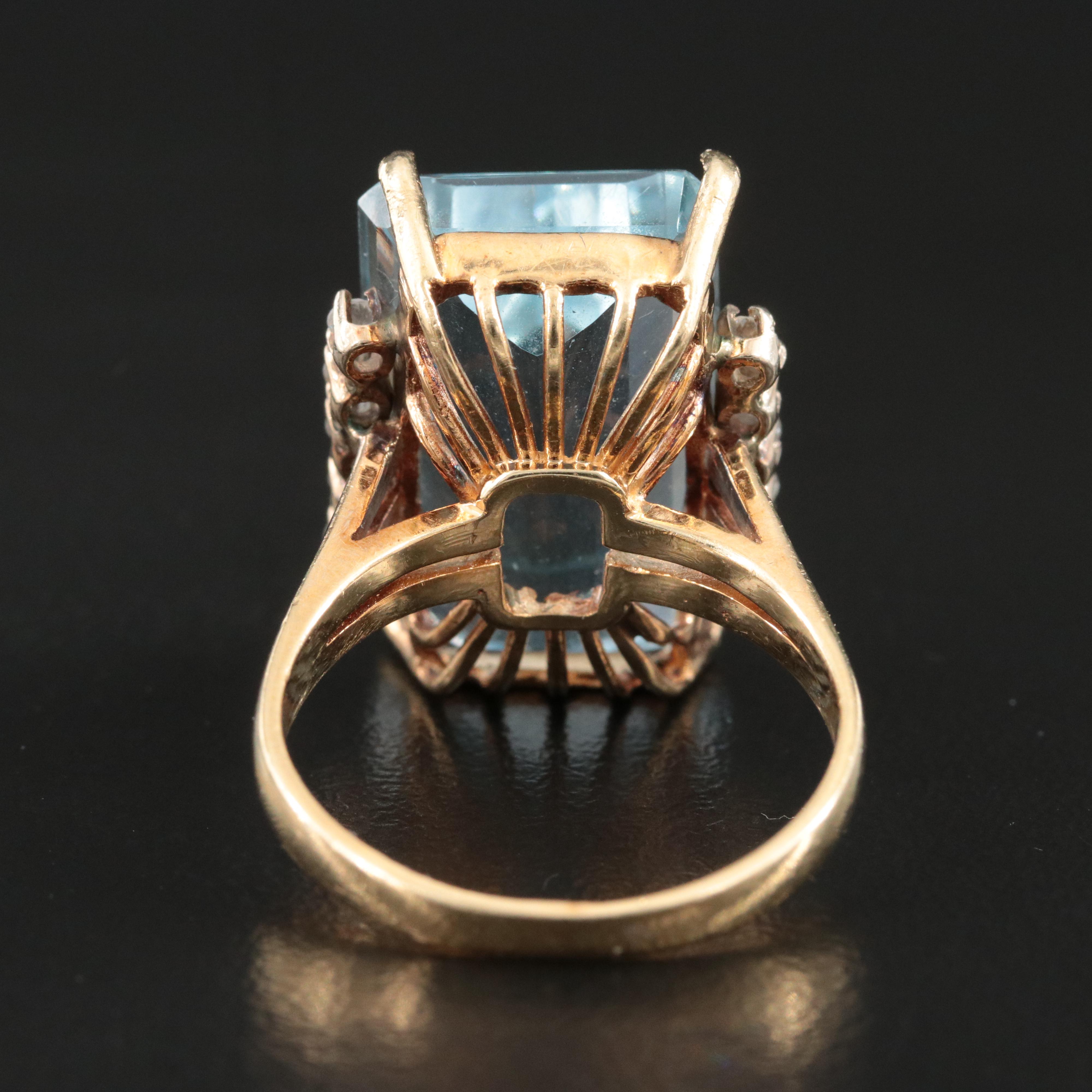 14K 18.30 CT Topaz and Diamond Ring