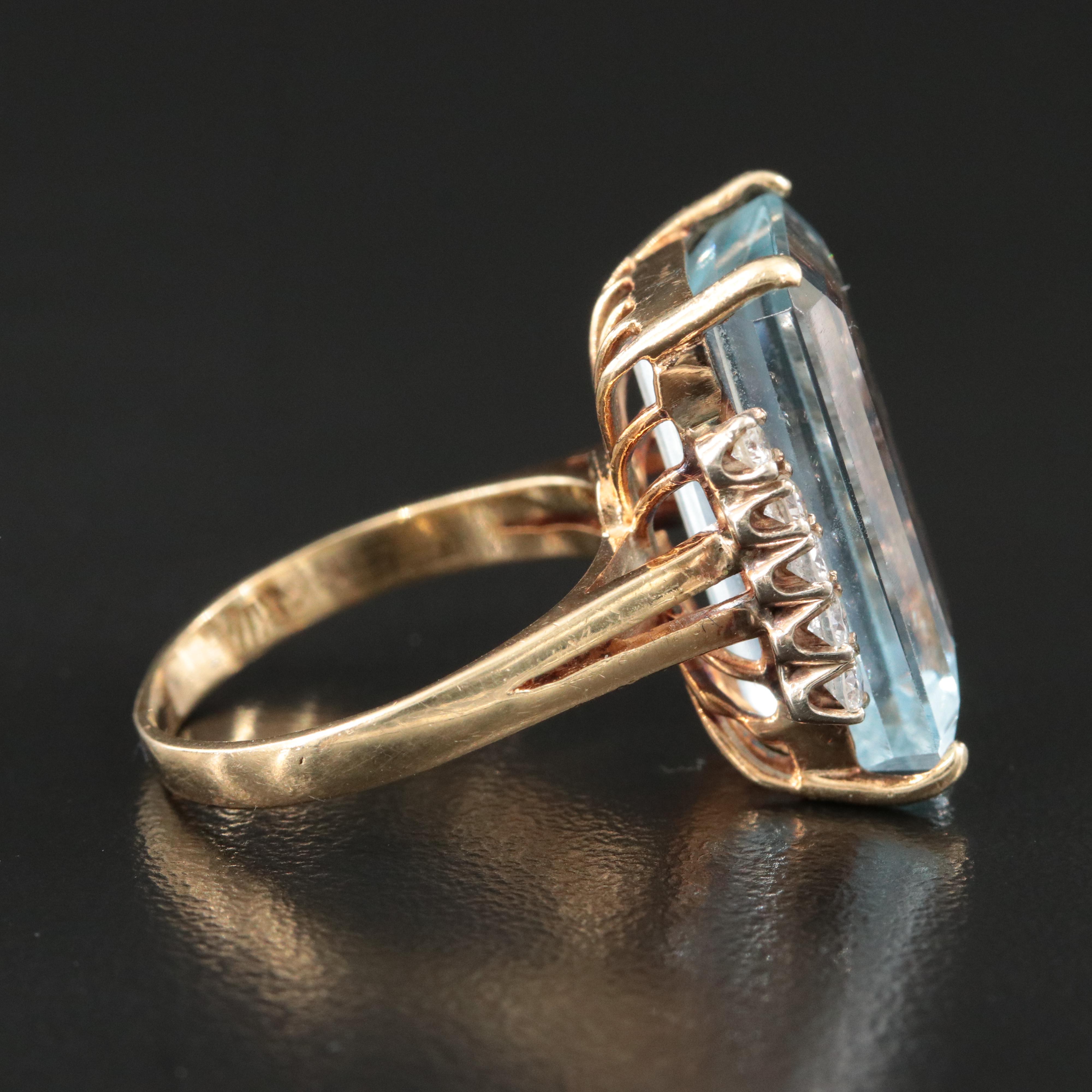 14K 18.30 CT Topaz and Diamond Ring