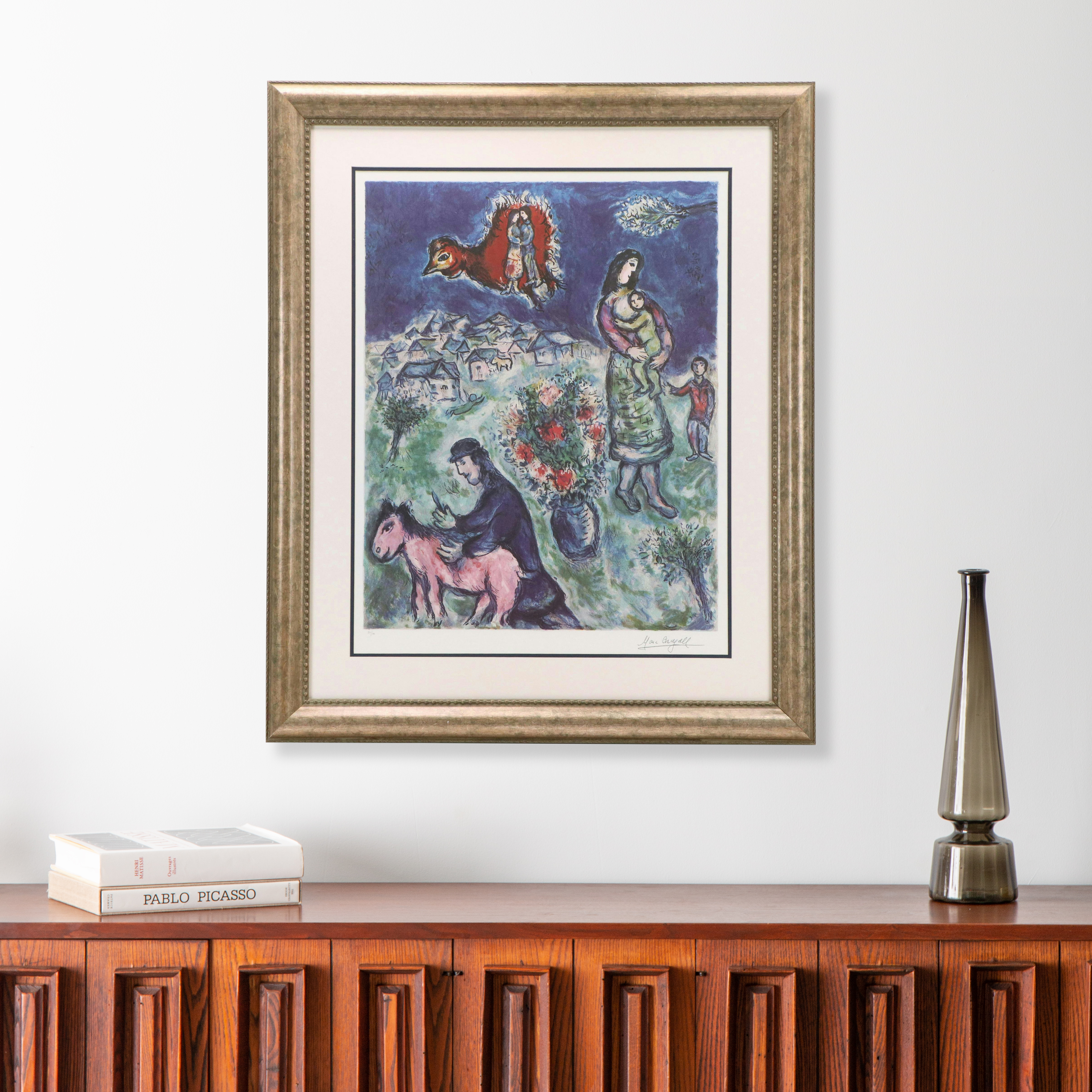 After Marc Chagall Offset Lithograph "Sur La Route Du Village"