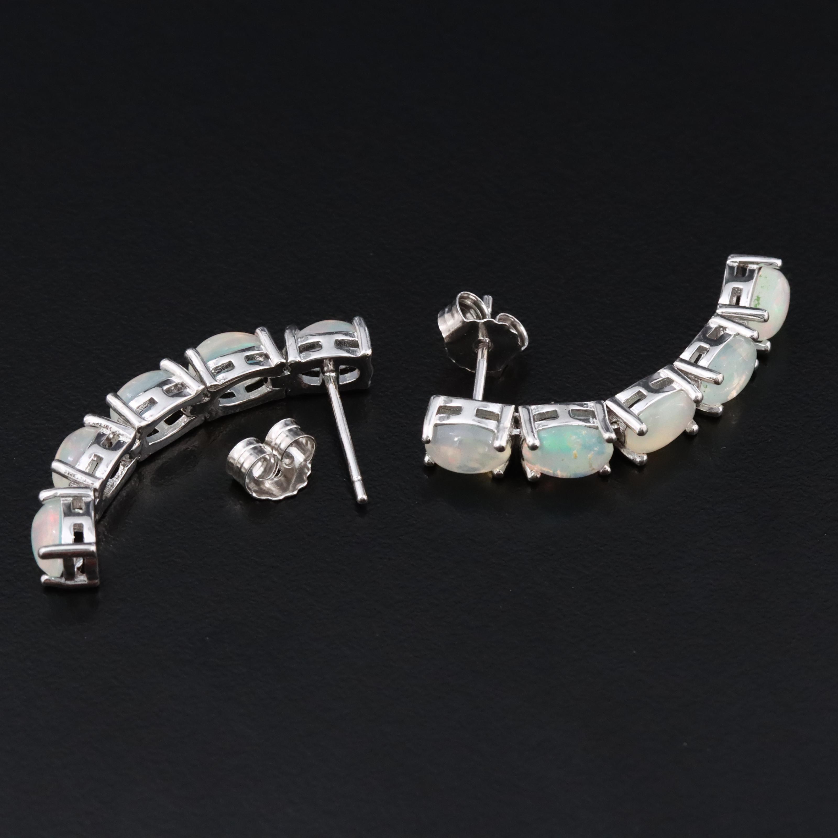 Sterling Opal Drop Earrings