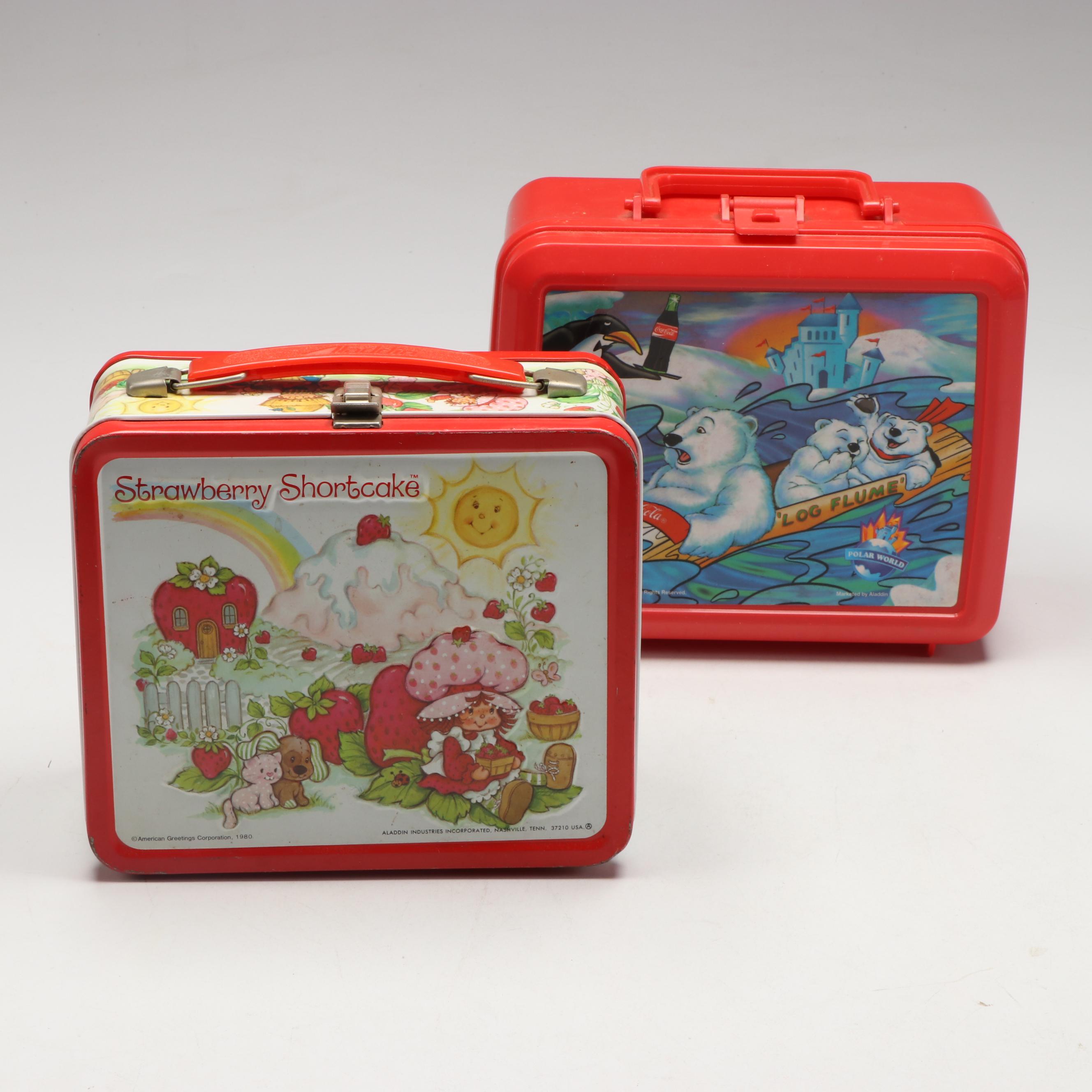 Strawberry Shortcake Tin Litho and Coca Cola Advertising Lunchboxes, Late 20th C