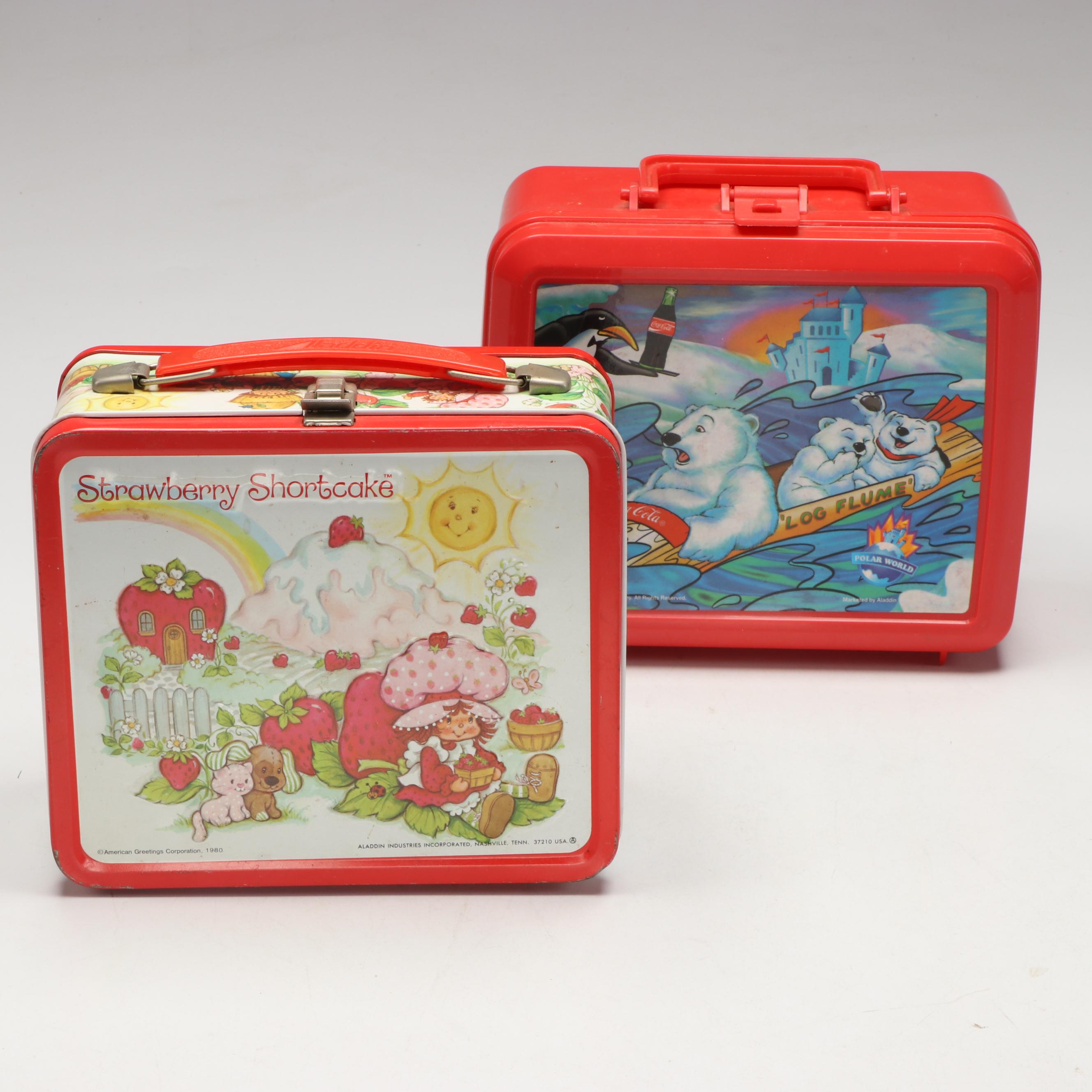 Strawberry Shortcake Tin Litho and Coca Cola Advertising Lunchboxes, Late 20th C