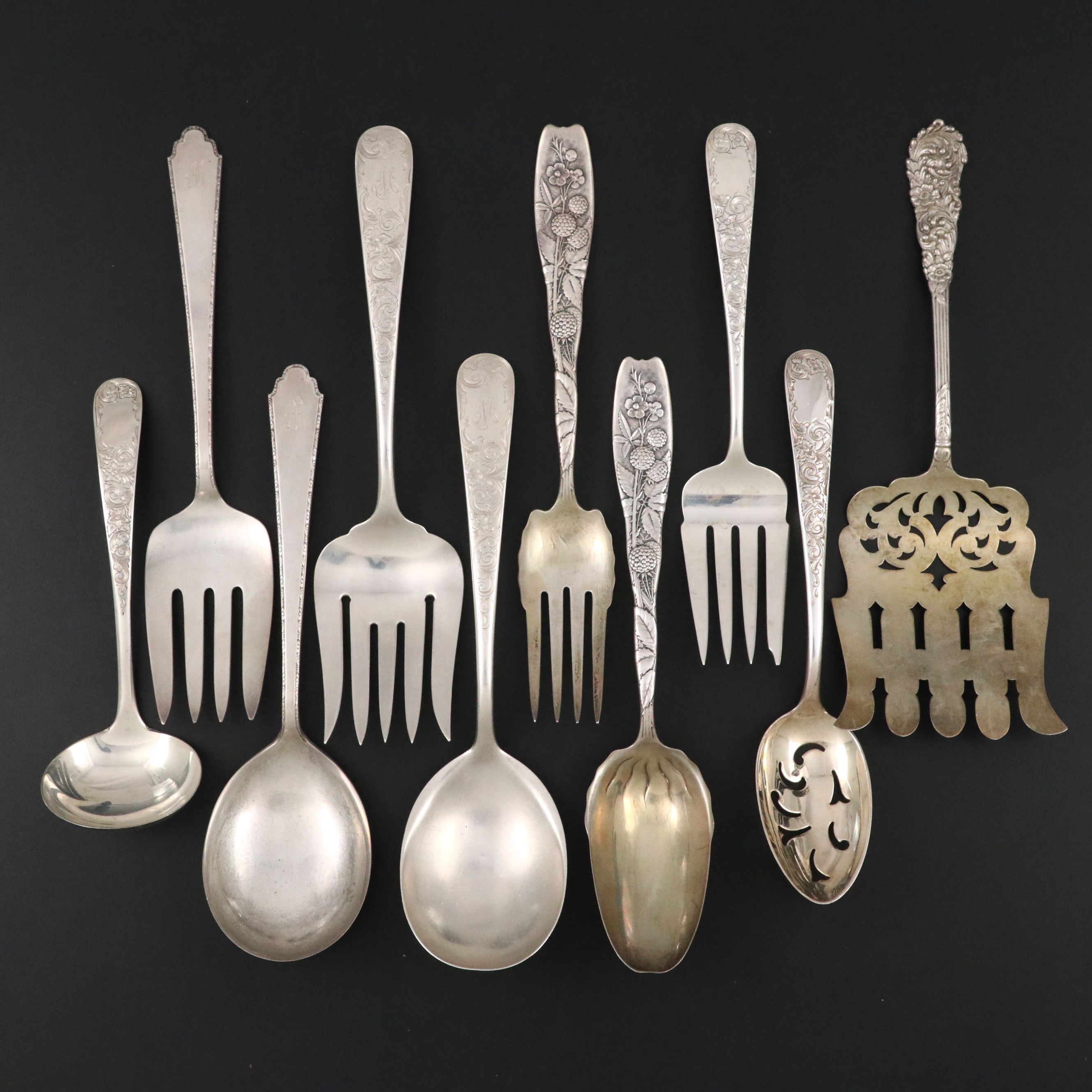 Reed & Barton Sterling Asparagus Fork with Whiting "Berry" and Assorted Servers