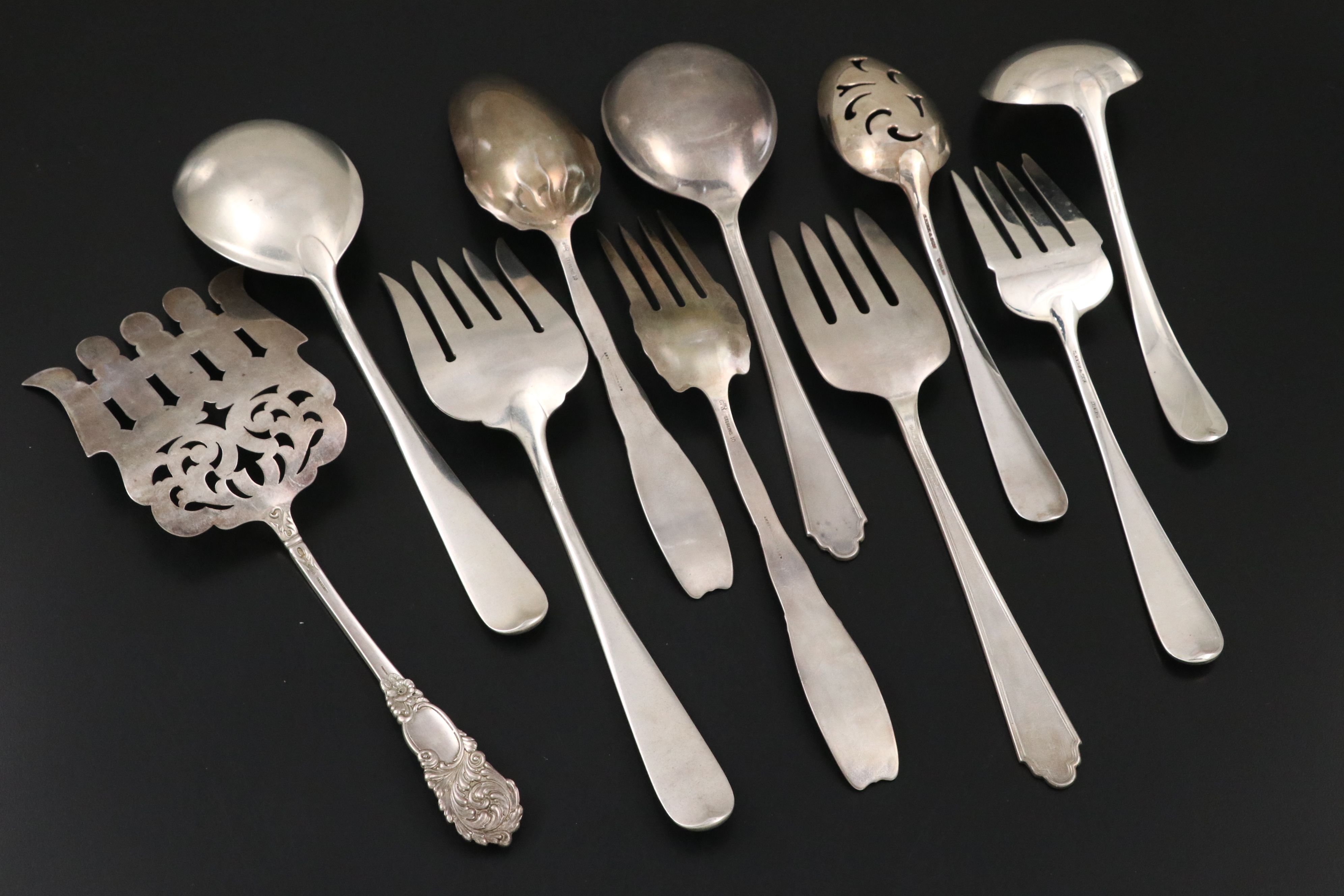 Reed & Barton Sterling Asparagus Fork with Whiting "Berry" and Assorted Servers