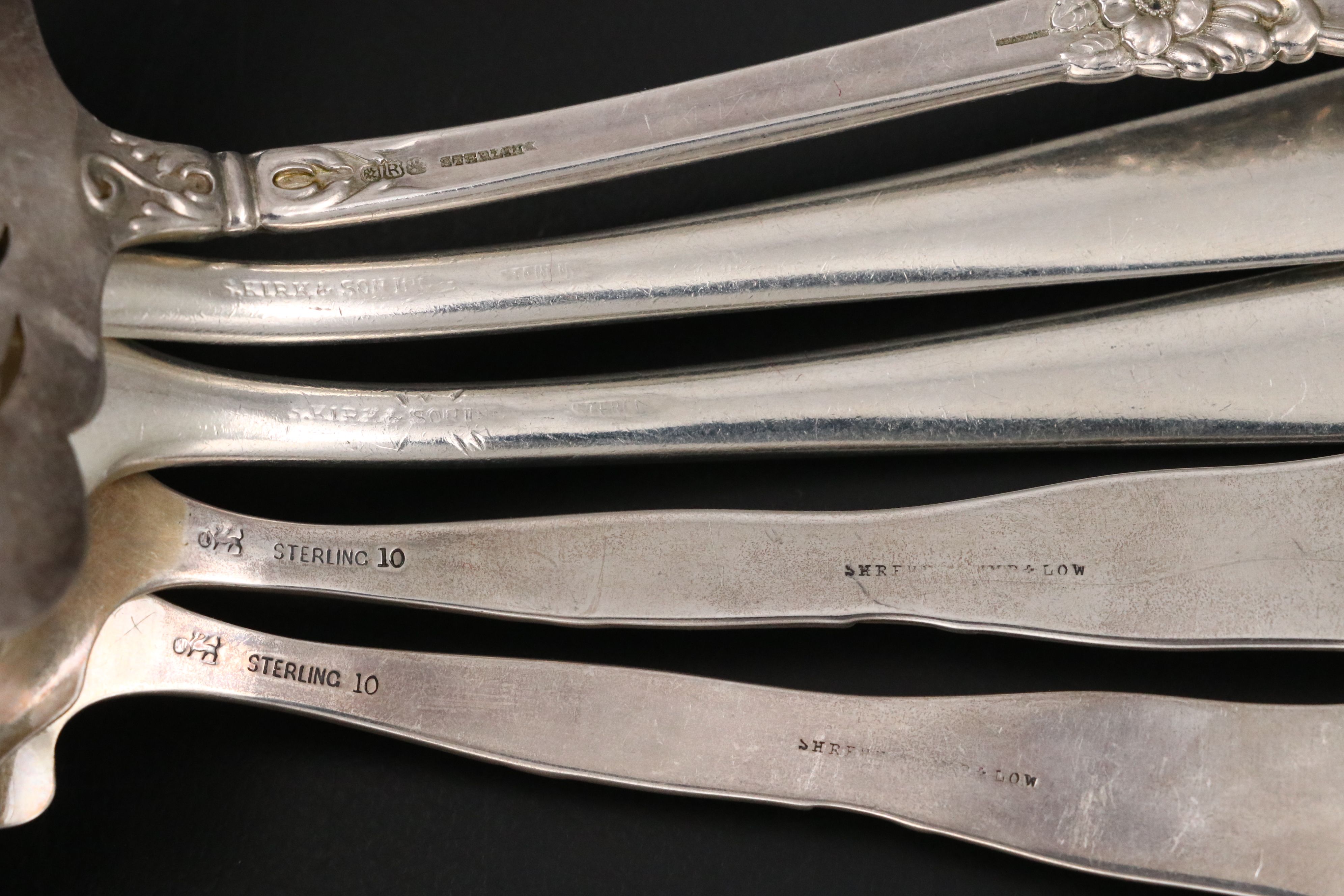 Reed & Barton Sterling Asparagus Fork with Whiting "Berry" and Assorted Servers