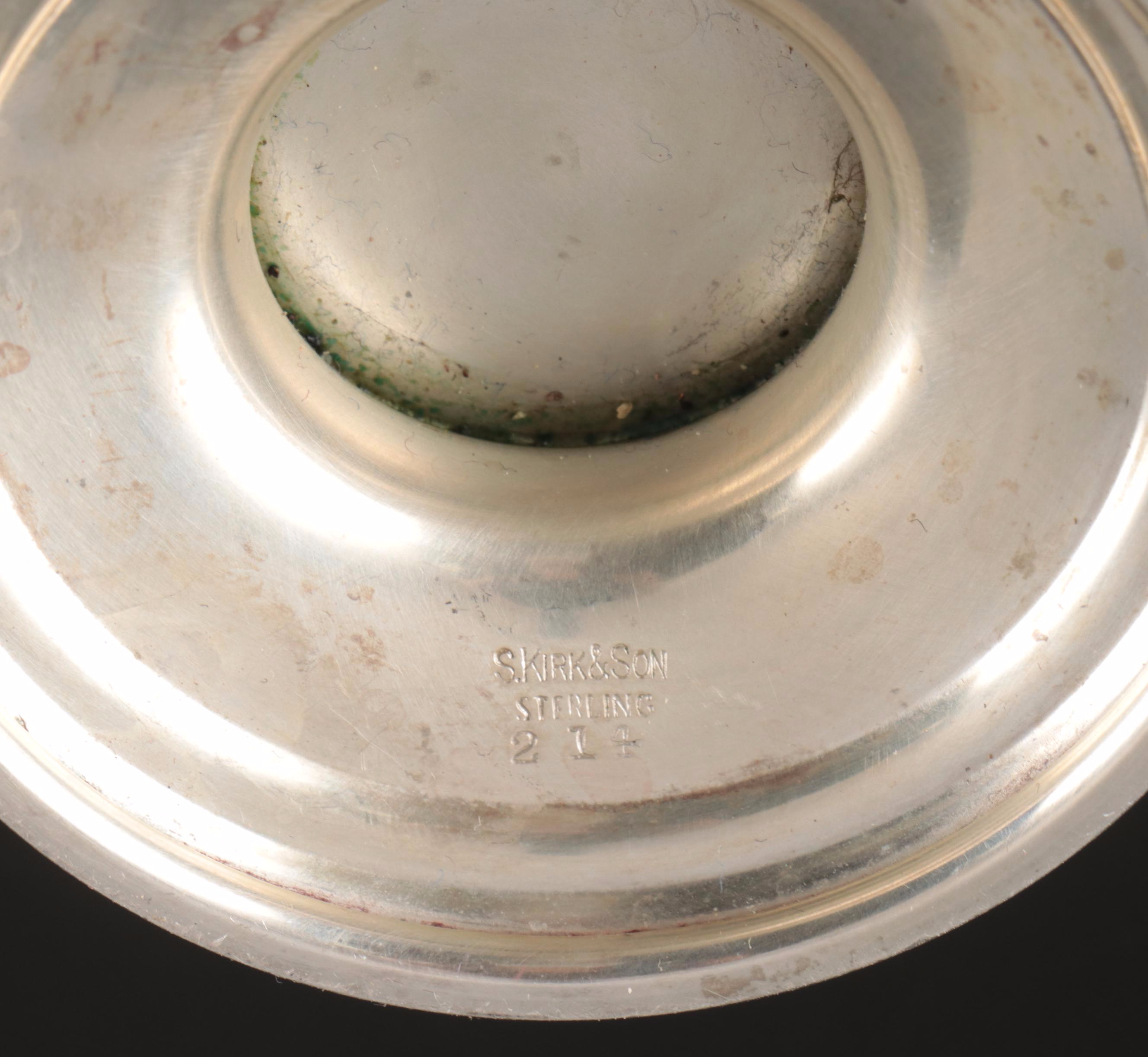 S. Kirk & Son Repoussé Sterling Silver Pedestal Bowl with English Sterling Box