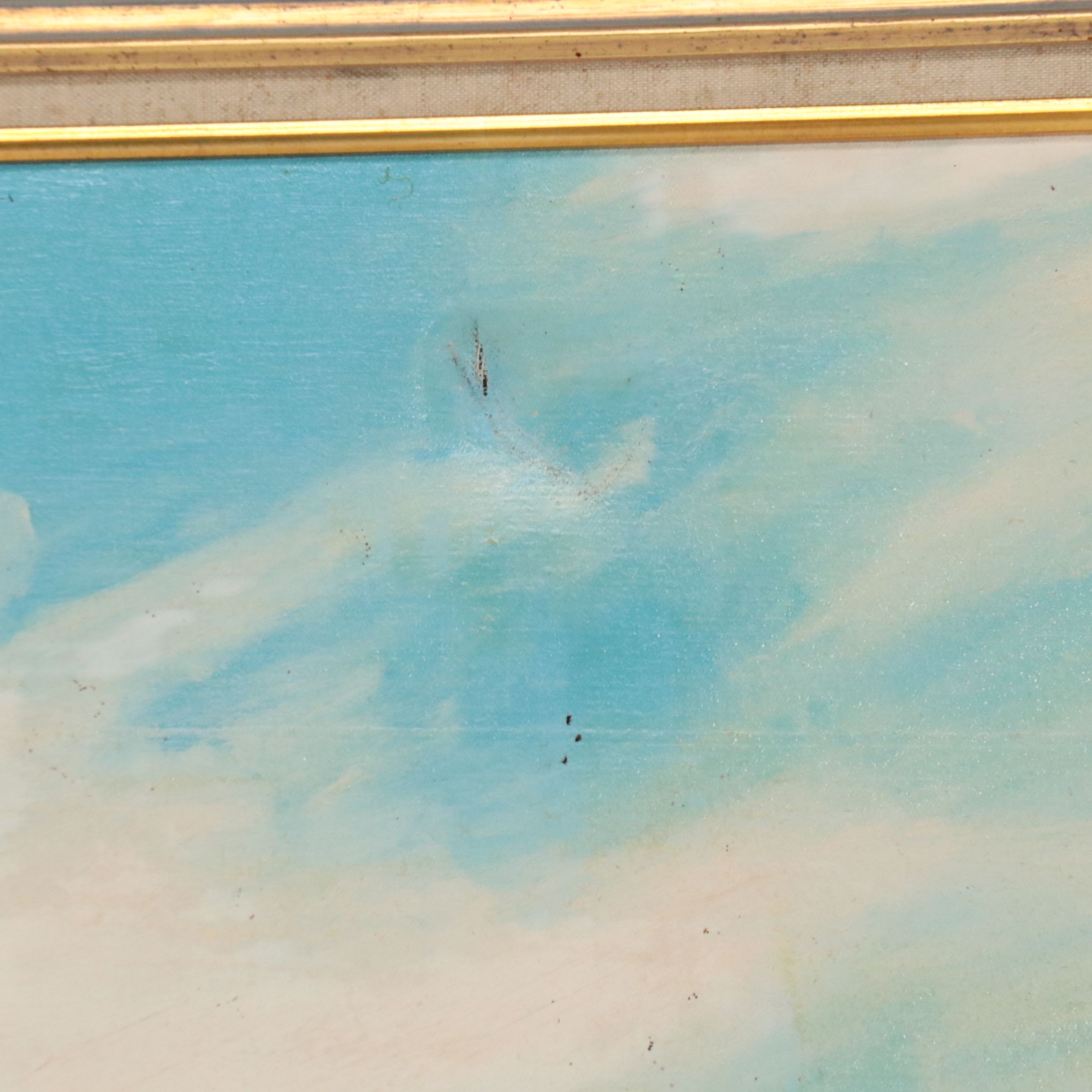 Seward Monumental Oil Painting of Castle Reflected in Lake, 1973