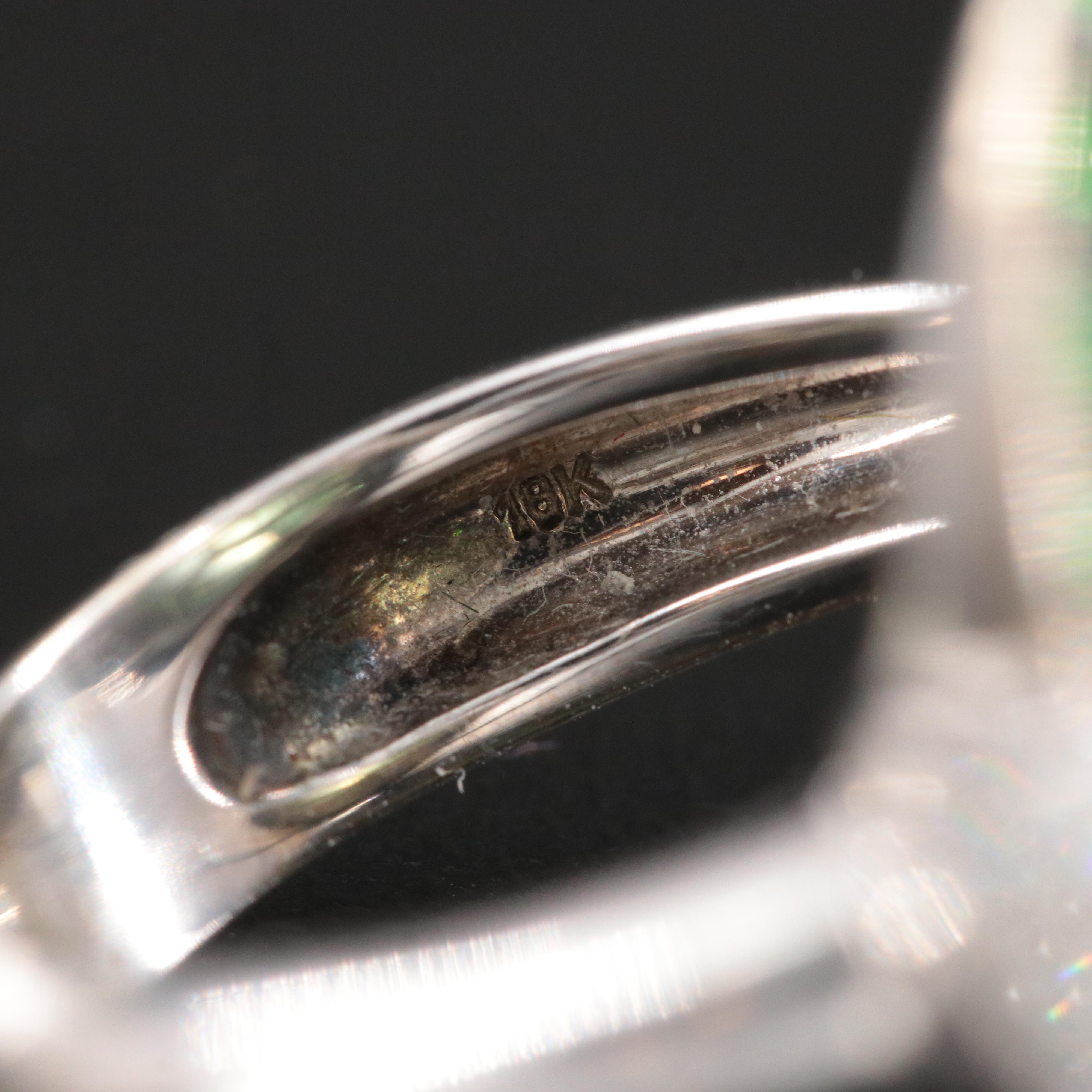 18K 12.00 CT Prehnite, Tsavorite and Pavé Diamond Ring