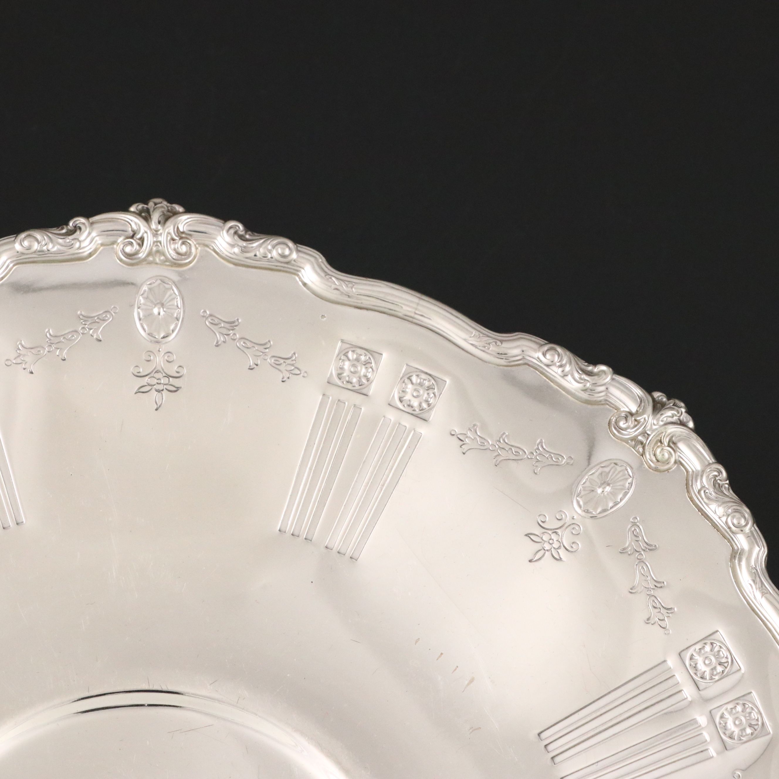 Reed & Barton Sterling Footed Platter with Mauser Sterling Oval Serving Bowl