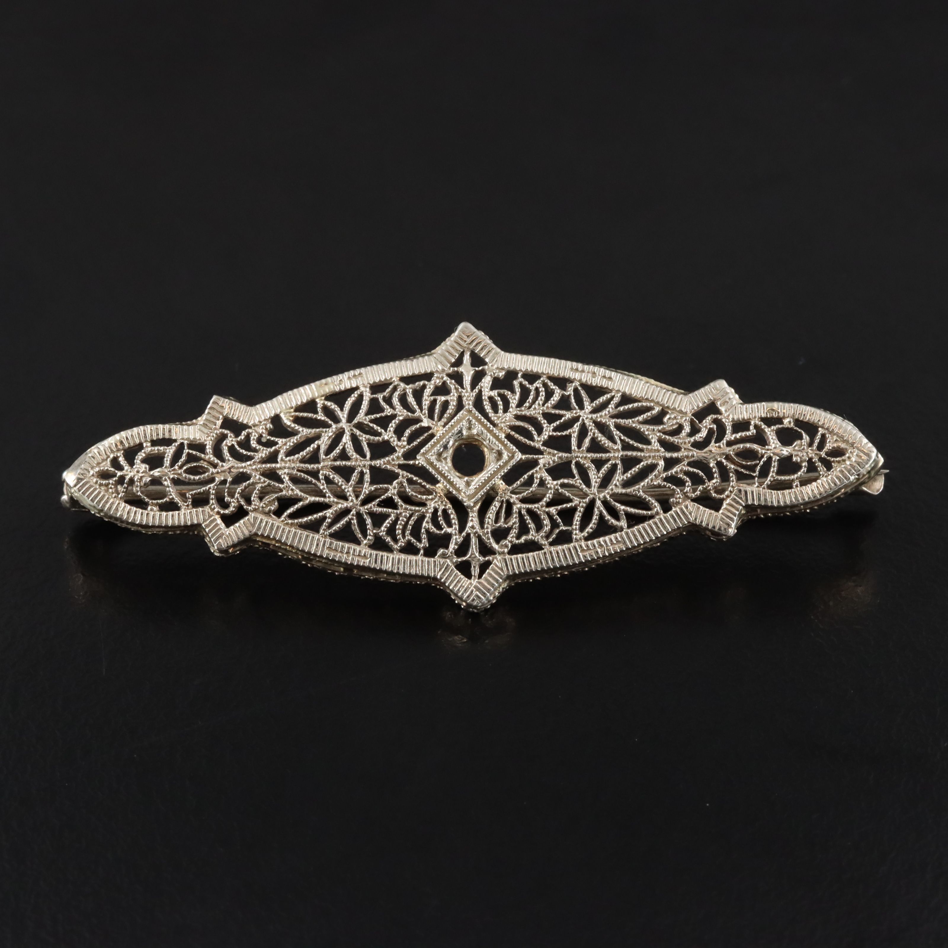 Antique 14K Floral Latticework Brooch