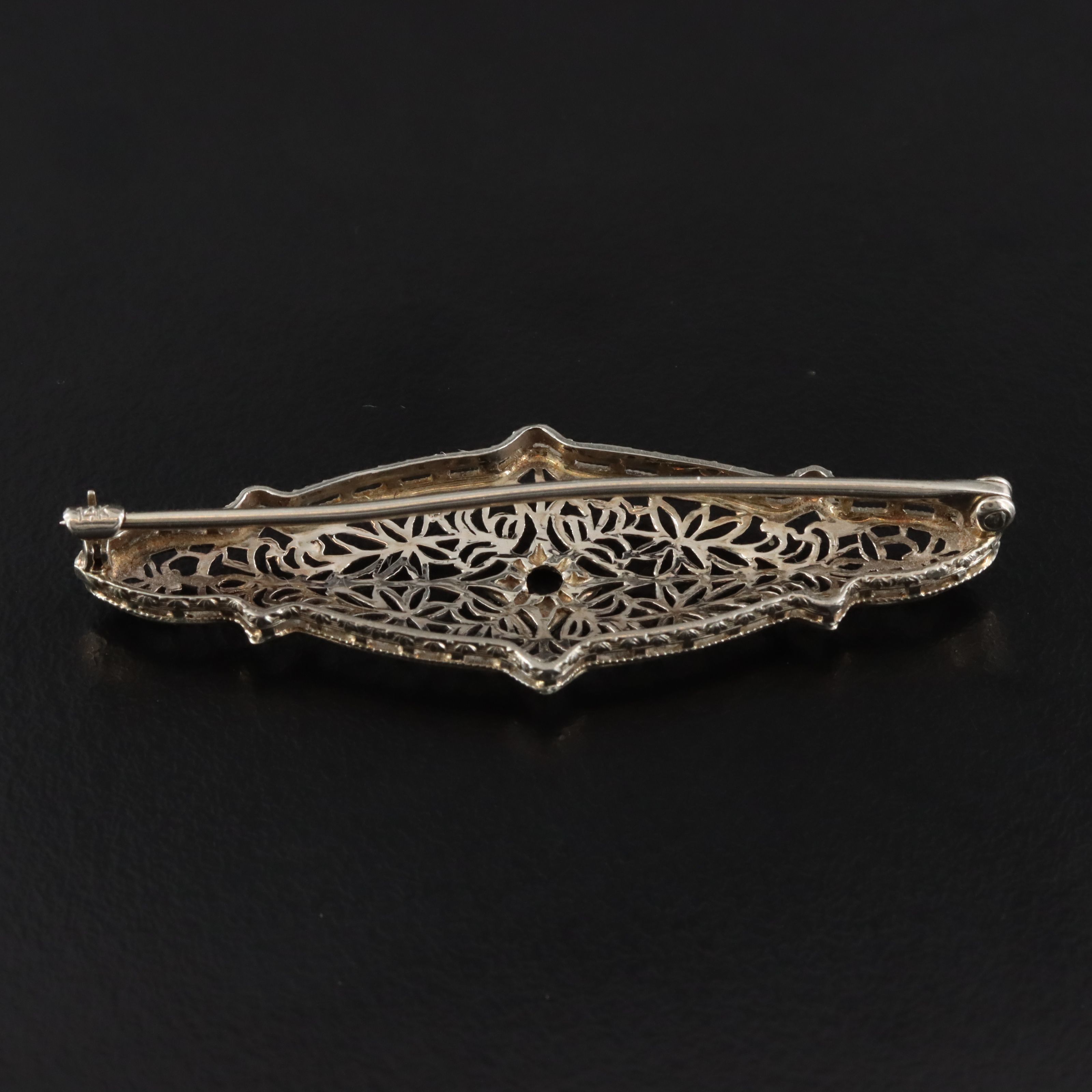 Antique 14K Floral Latticework Brooch