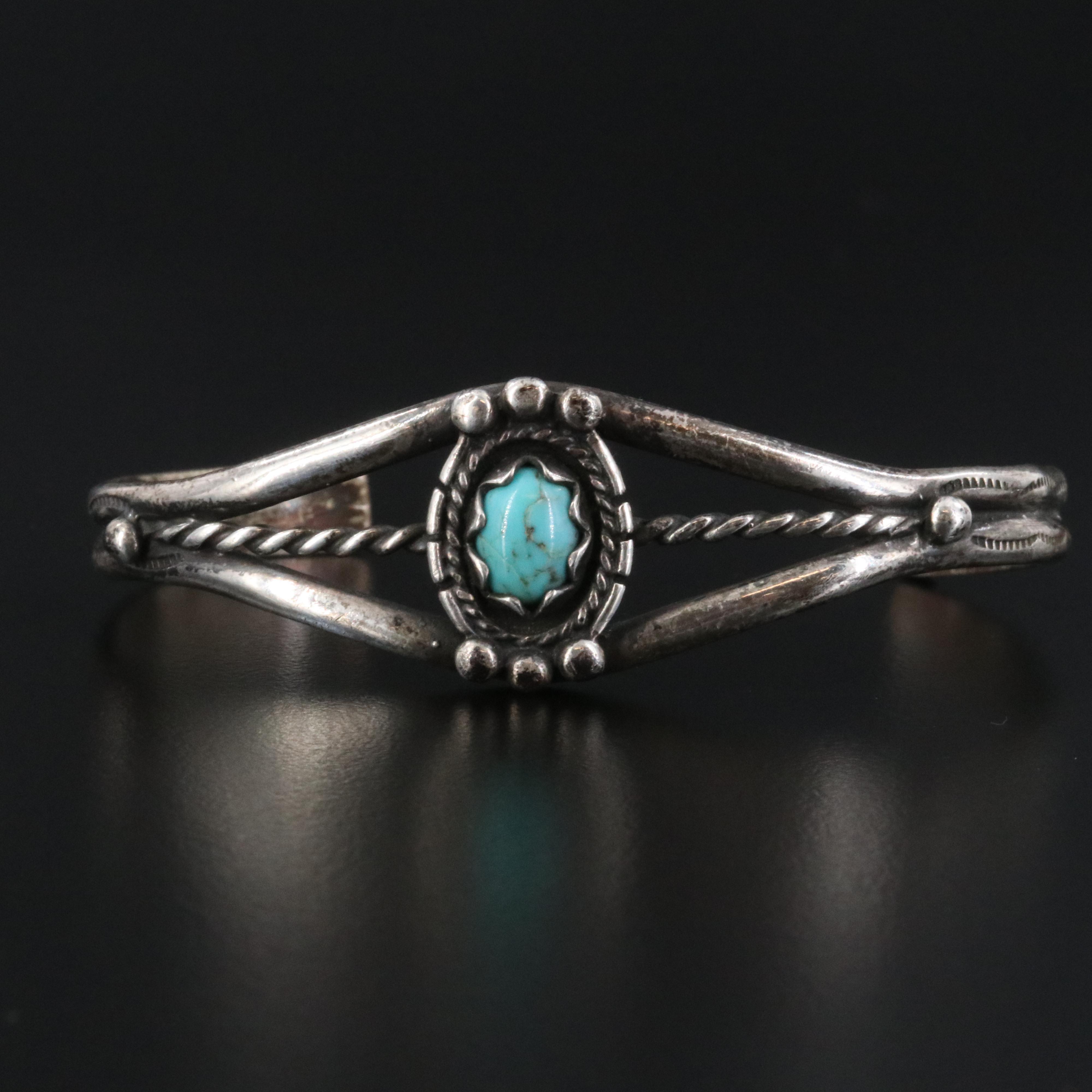 Western Style Sterling Turquoise Cuff Bracelet