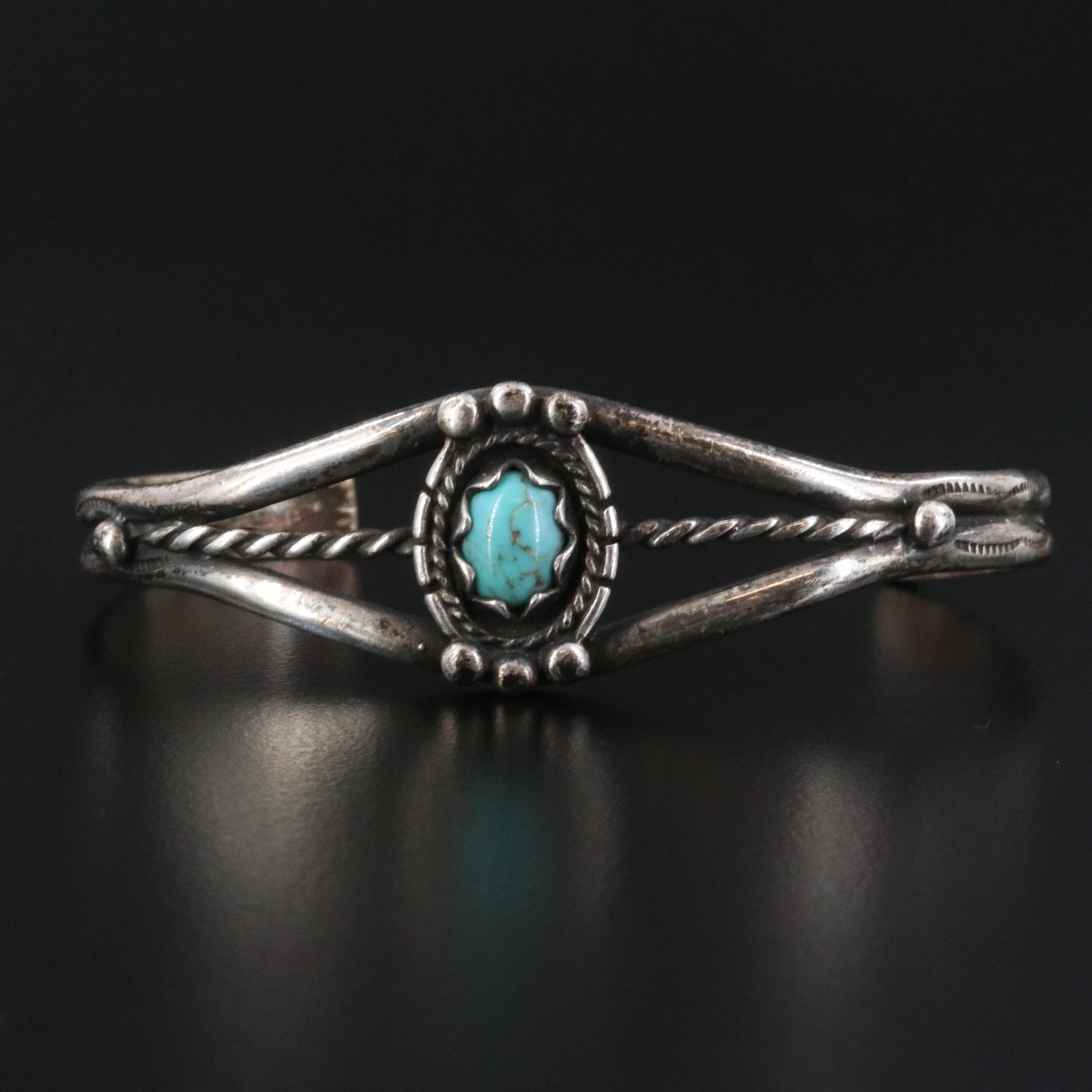 Western Style Sterling Turquoise Cuff Bracelet