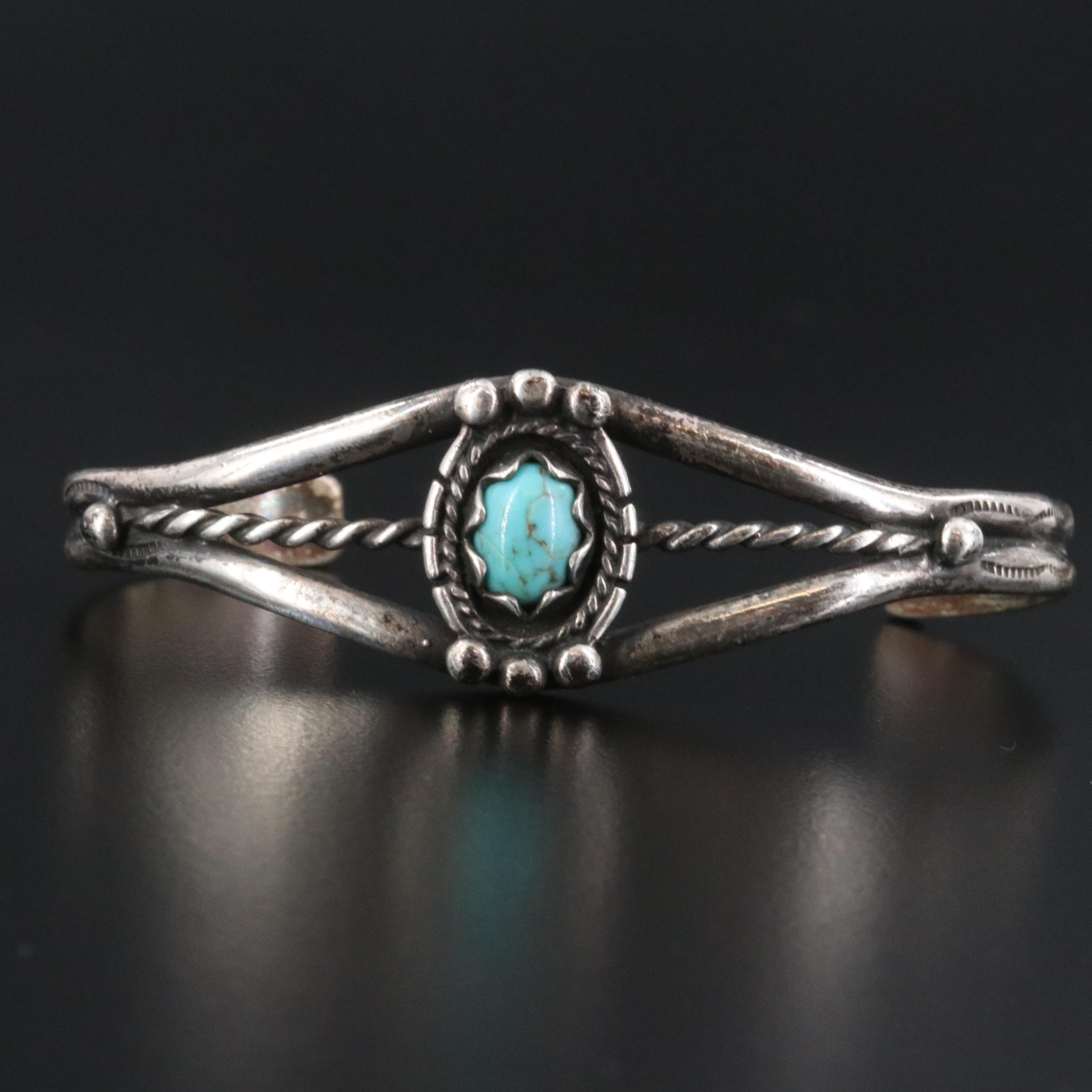 Western Style Sterling Turquoise Cuff Bracelet