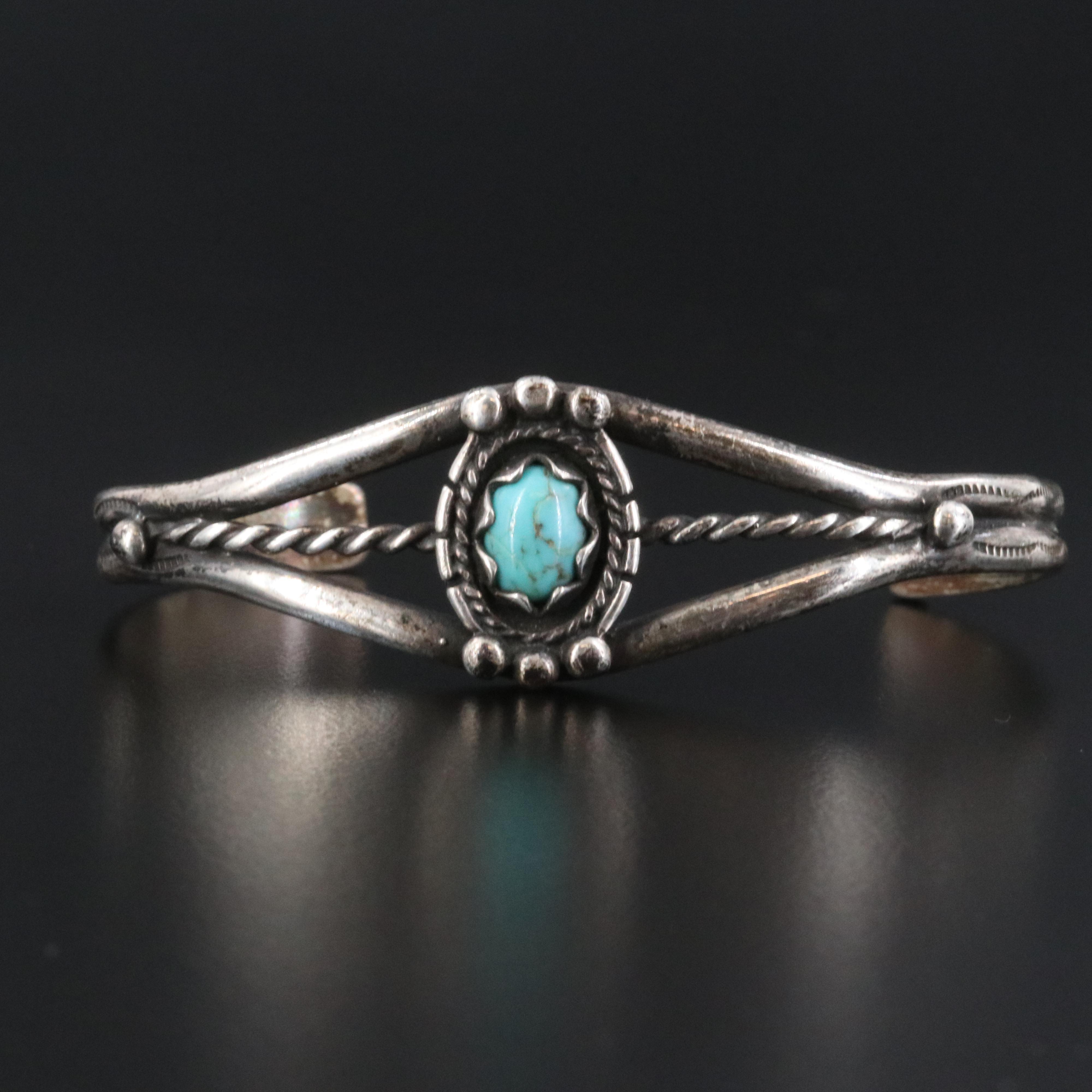 Western Style Sterling Turquoise Cuff Bracelet