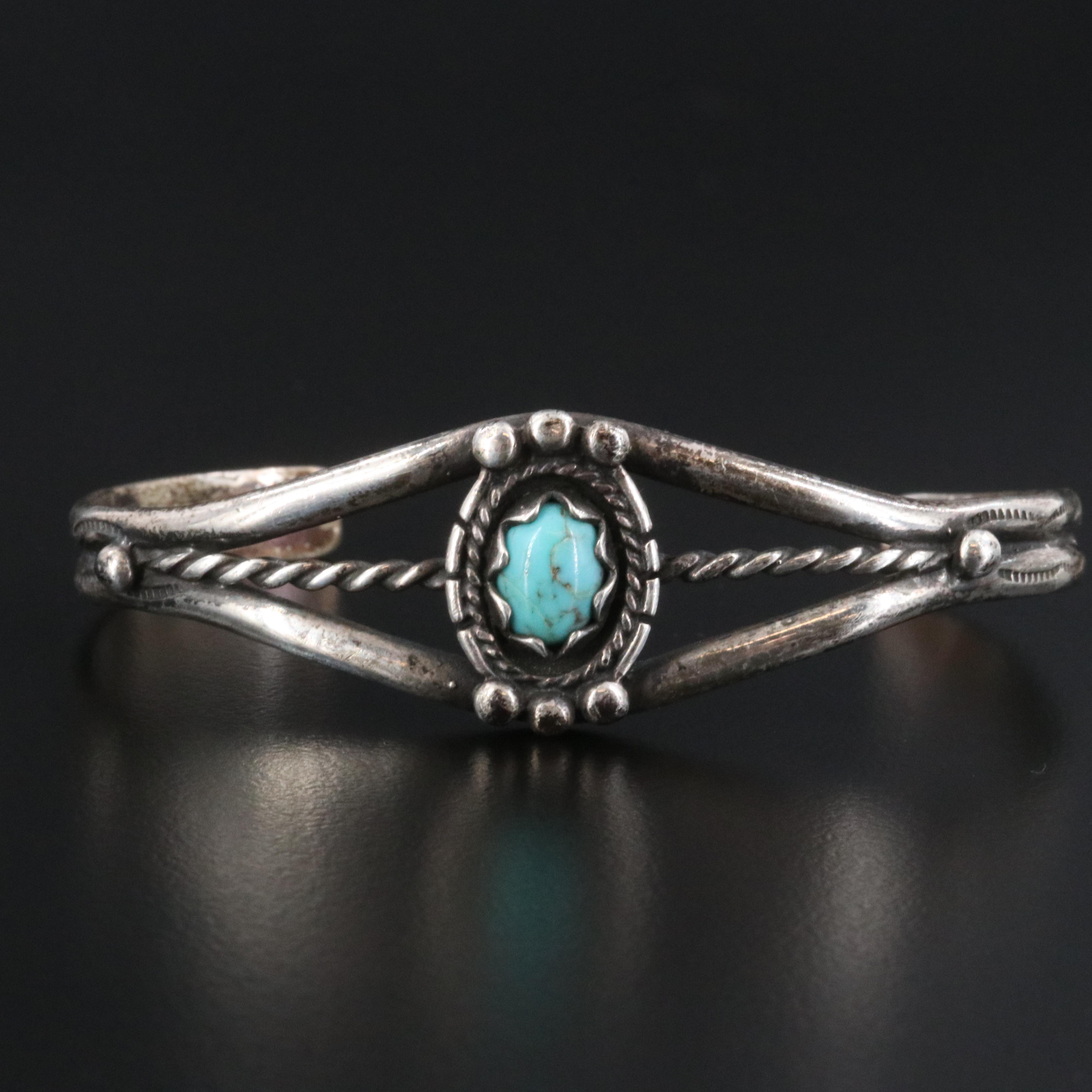 Western Style Sterling Turquoise Cuff Bracelet