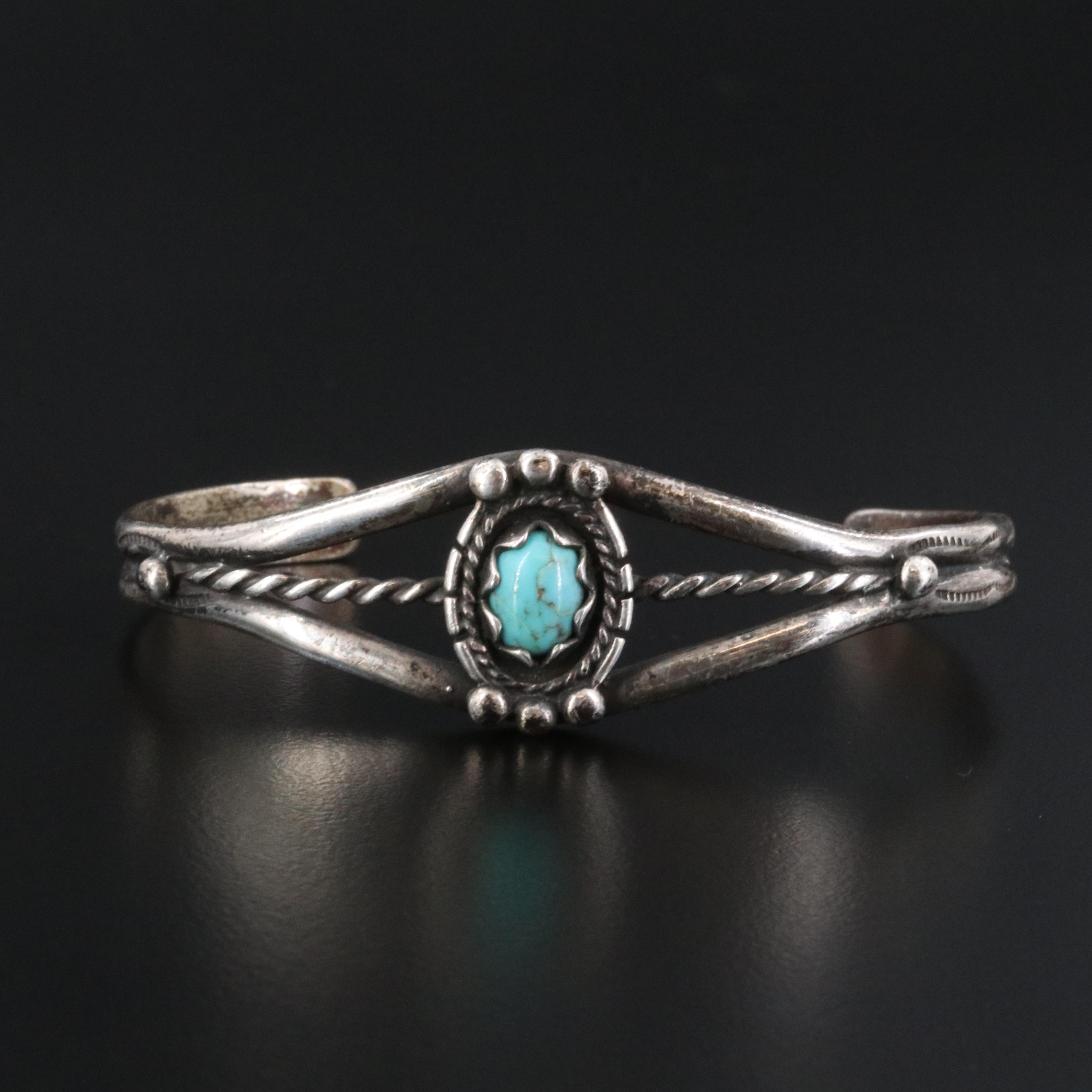 Western Style Sterling Turquoise Cuff Bracelet