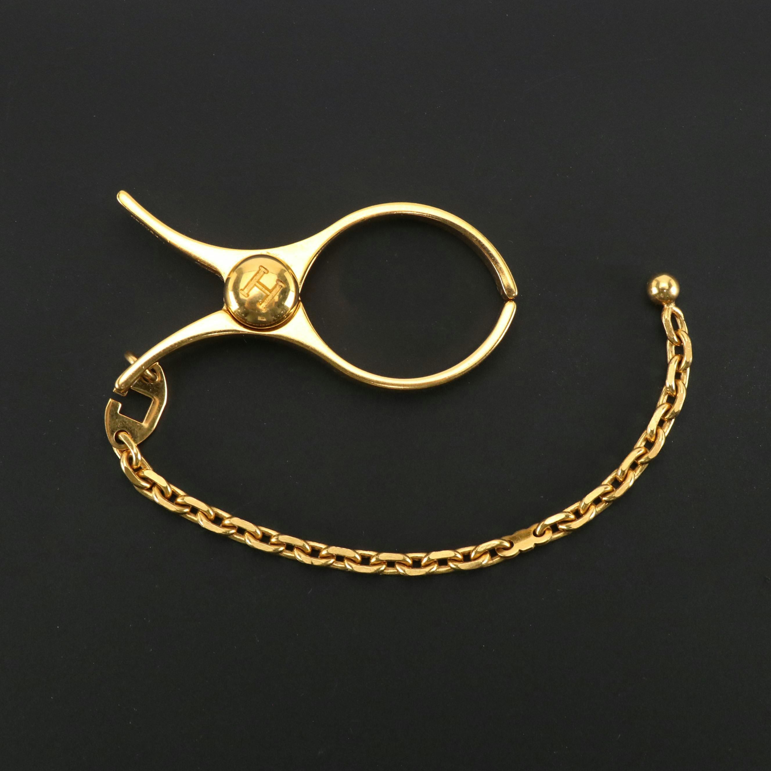 Hermès Gold Tone Filou Glove Clip