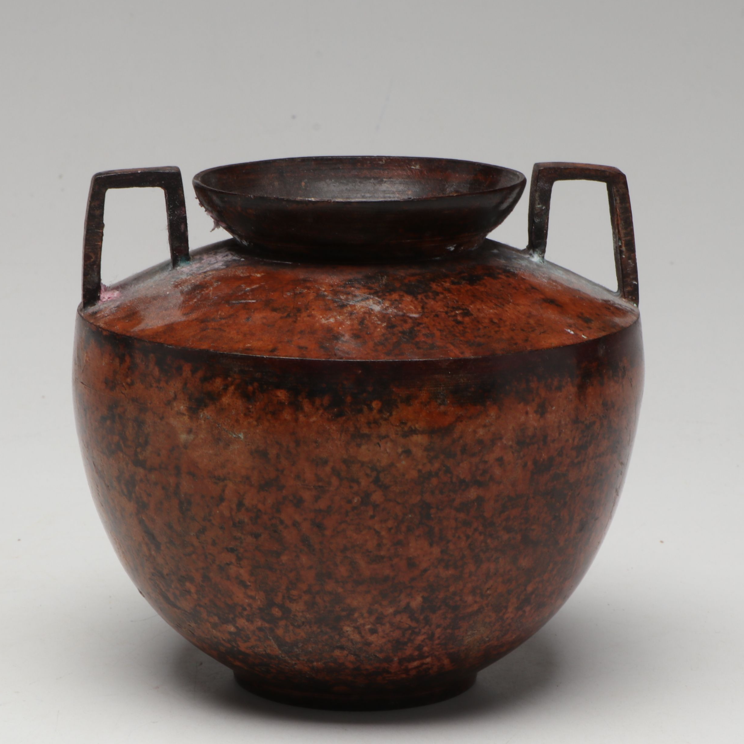 Patinated Metal Amphora Vase