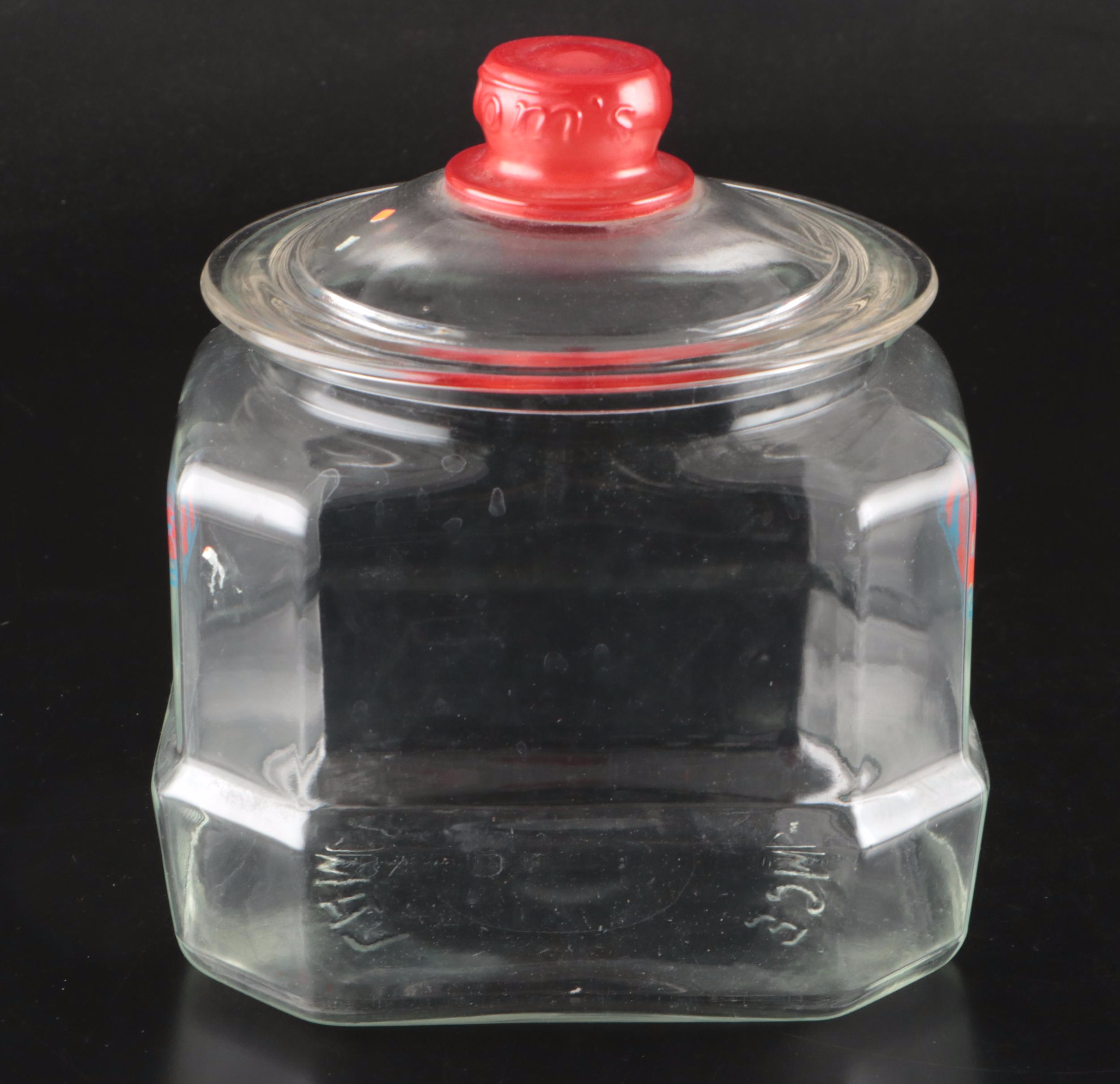 Lance Glass Display Jar with Tom's Lid, Mid-20th Century